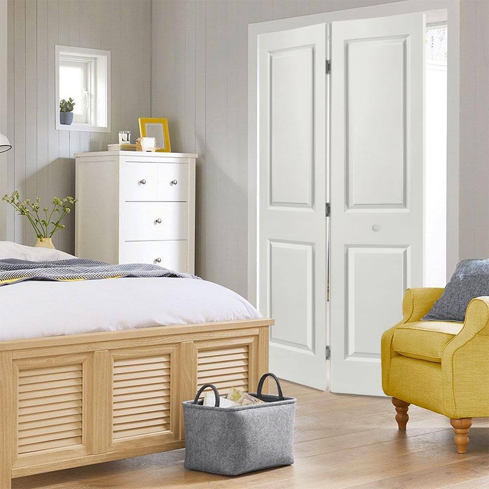 Masonite 36 in. x 80 in. 2 Panel Square Top Hollow-Core Primed White Composite Bi-Fold Door