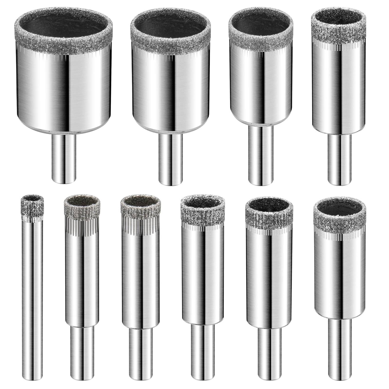 Semderm Diamond Drill Bits Set, 10 Pcs Diamond Hole Saw Set, Glass Drill Bit for Ceramic Tile Porcelain Marble Granite Stone Bottles