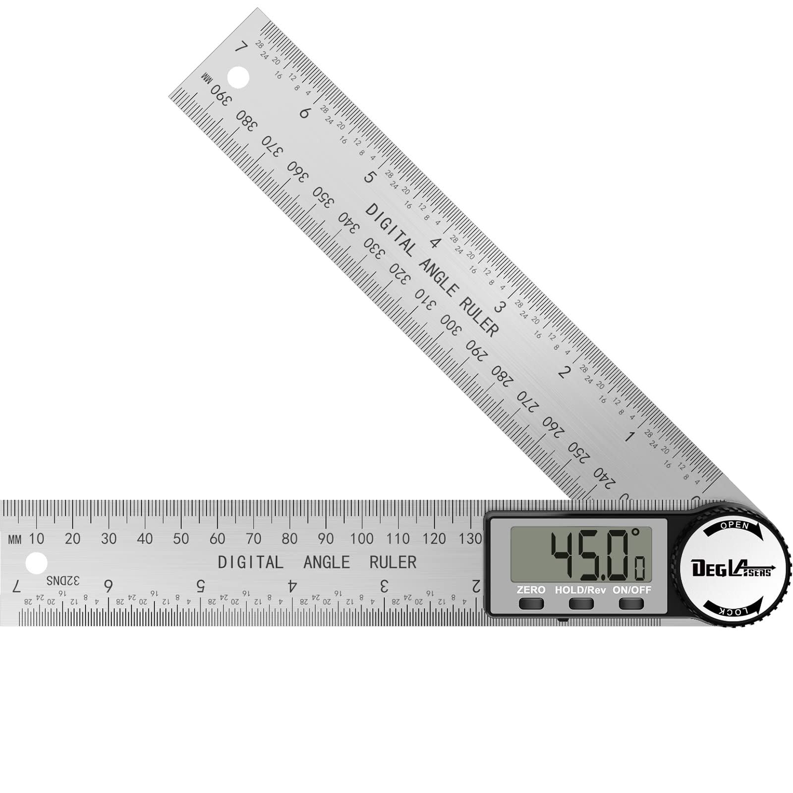 Digital Angle Finder Protractor, DEGLASERS Digital Protractor 7inch/200mm Stainless Steel Angle Measuring Tool with LCD Display for Carpenter