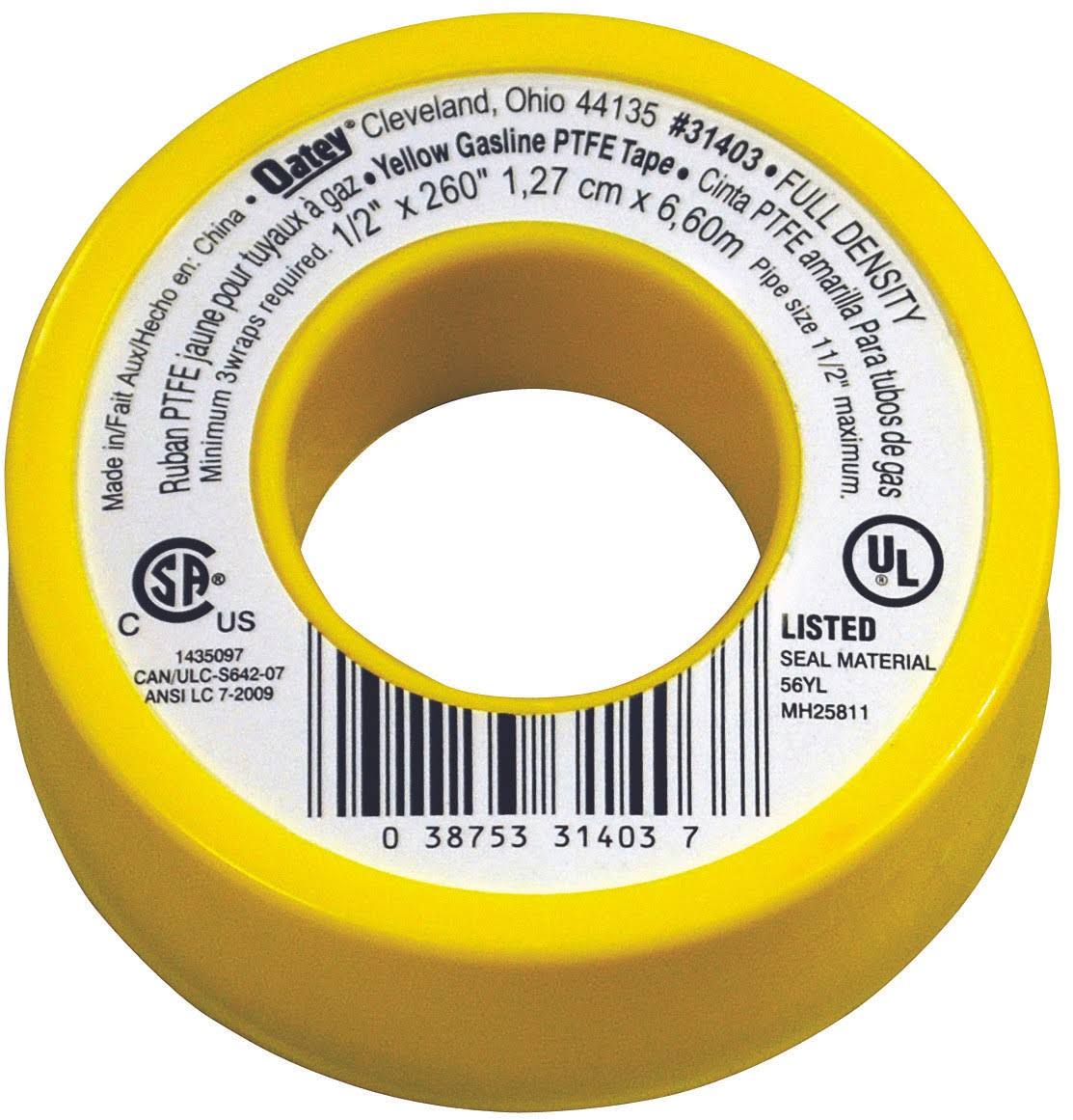 Oatey 31403 PTFE GAS Line Thread Seal Tape, 1/2