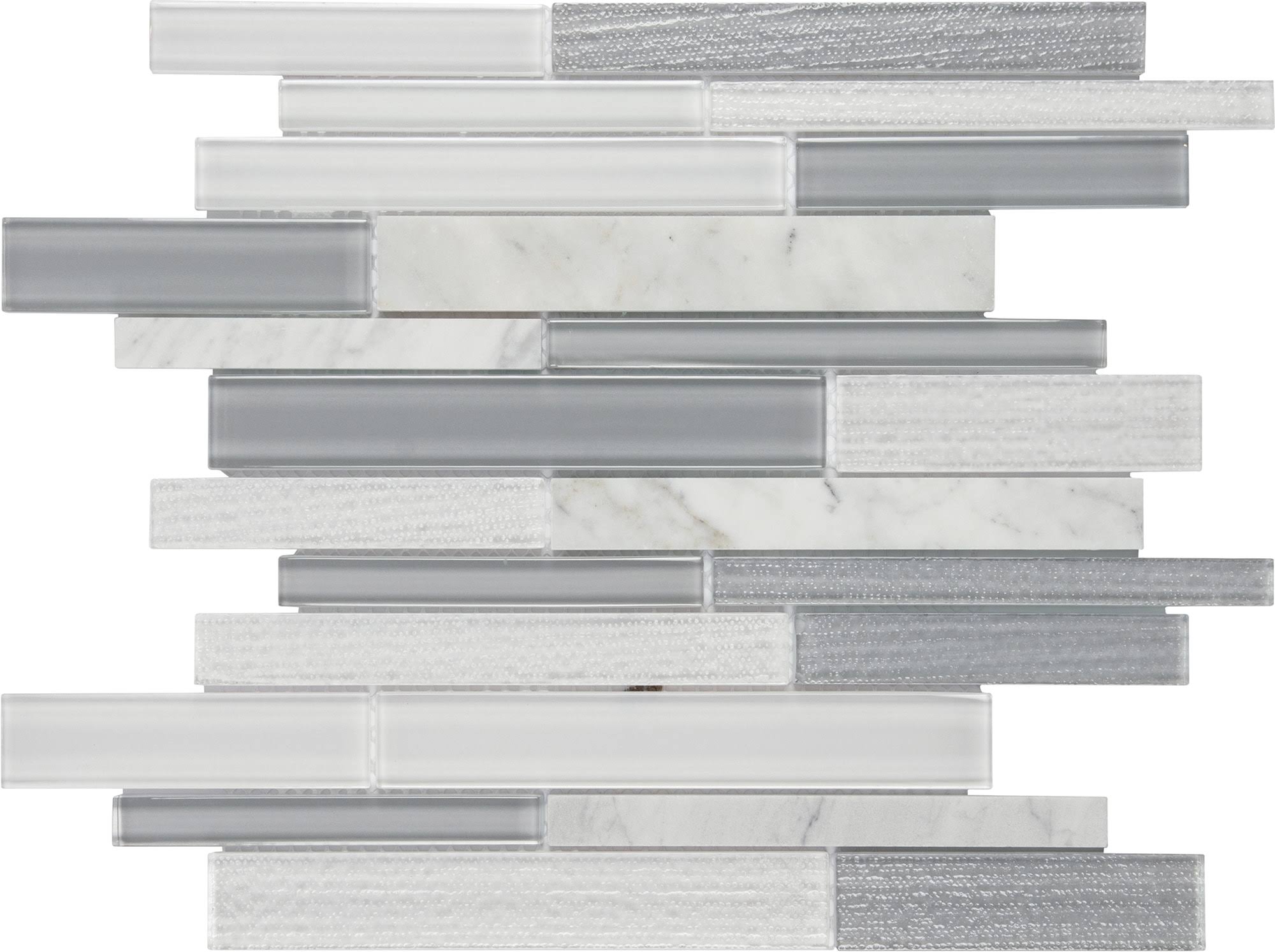 Satori Mystique Winter 12-in x 12-in Multi-Finish Glass Marble Linear and Wall Tile (0.91-sq. ft/ Piece)