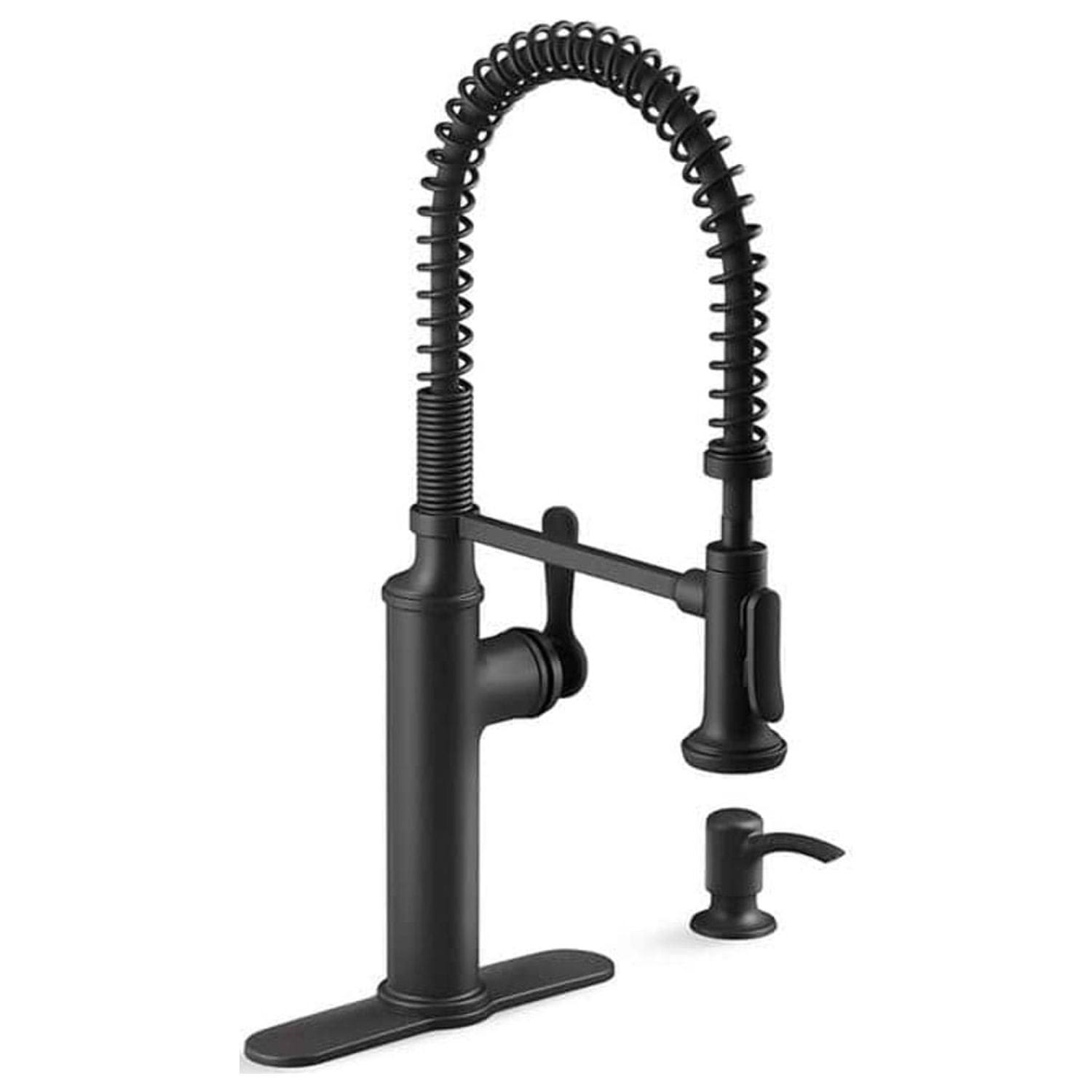 Kohler Sous Pro-Style Single Handle Pull Down Sprayer Kitchen Faucet in Matte Black