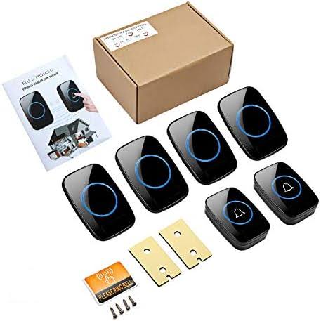 Wireless Doorbell, Fullhouse Waterproof Door Bell Kit, Distinguish Front and Rear Doors, Over 1000 Feet Range and 60 Chime, 5 Levels Volume and LED
