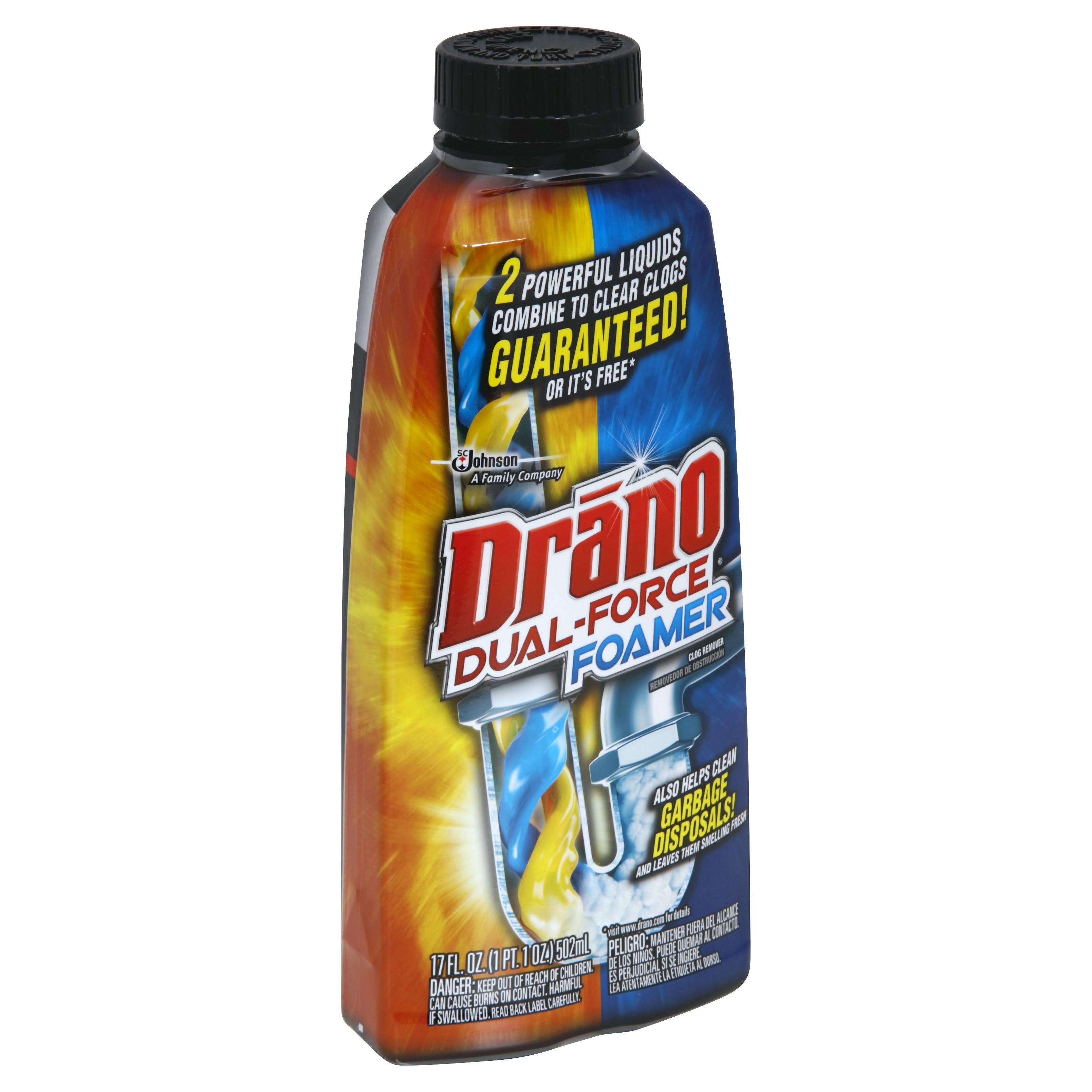 Drano Dual Force Foamer Clog Remover- 17 fl oz bottle