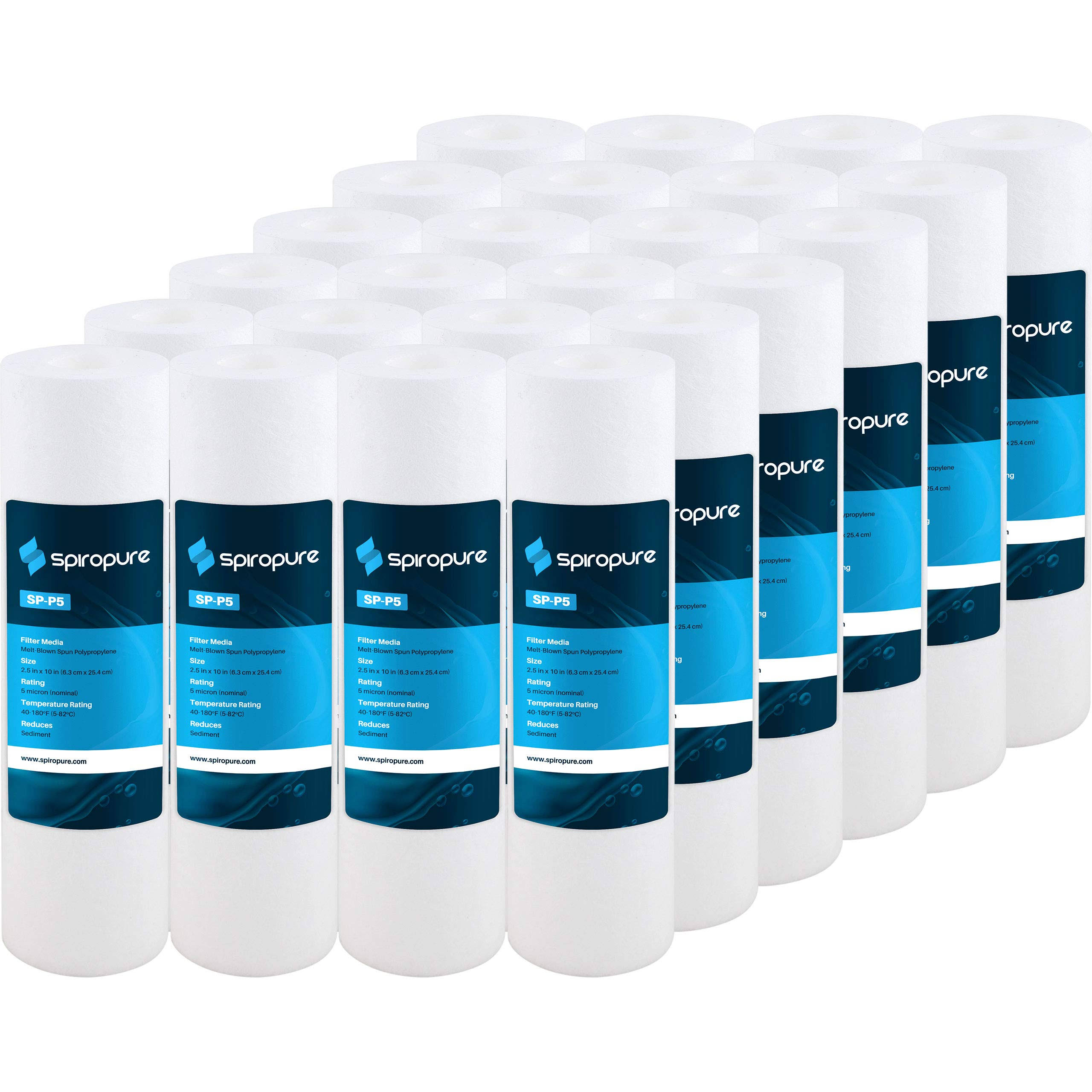 SpiroPure 10 x 2.5 inch 5 Micron Melt-Blown Polypropylene Water Filter (24 Pack)