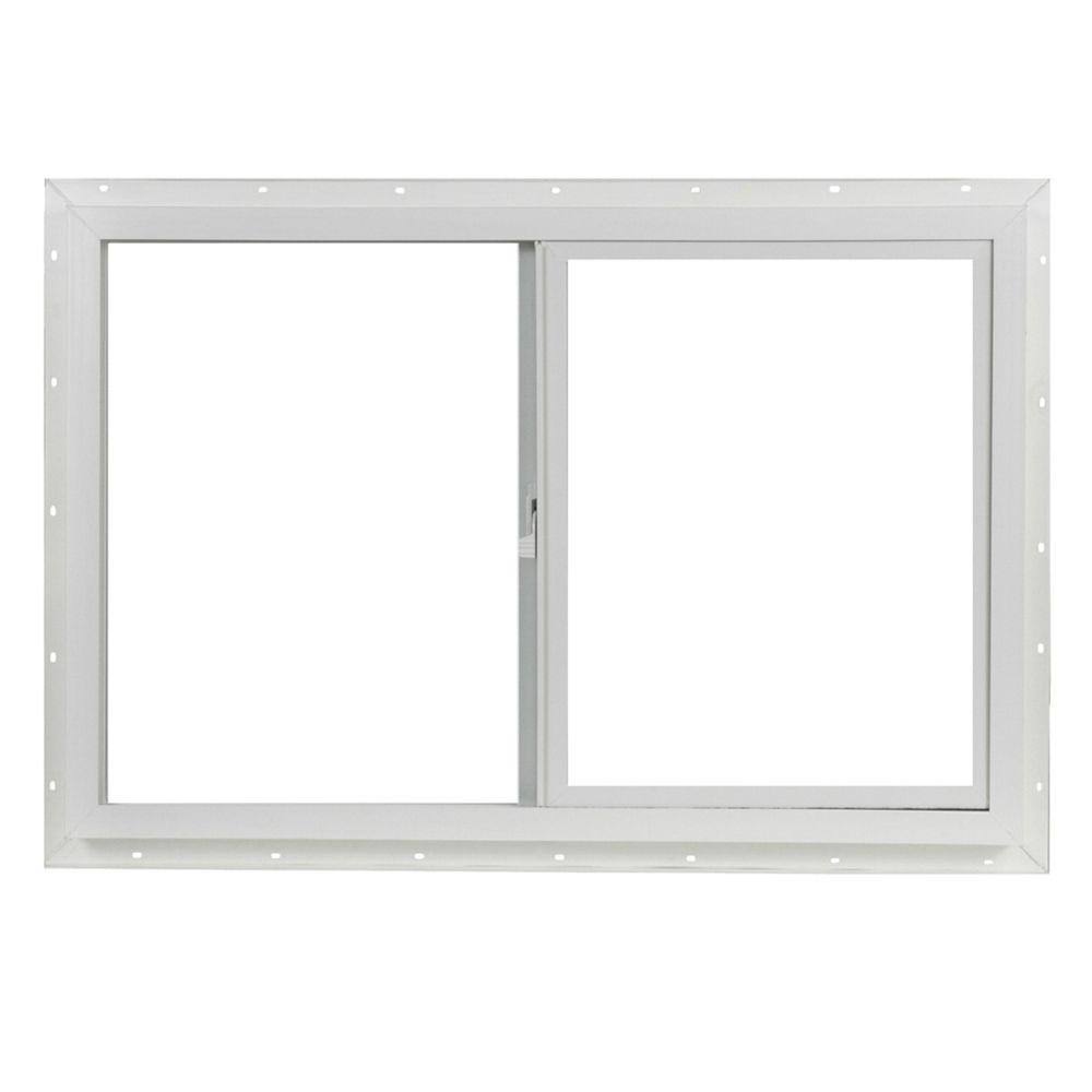 TAFCO Windows 35.5 in. x 23.5 in. Utility Left-Hand Single Slider Vinyl Window Dual Pane Insulated Glass, and Screen- White