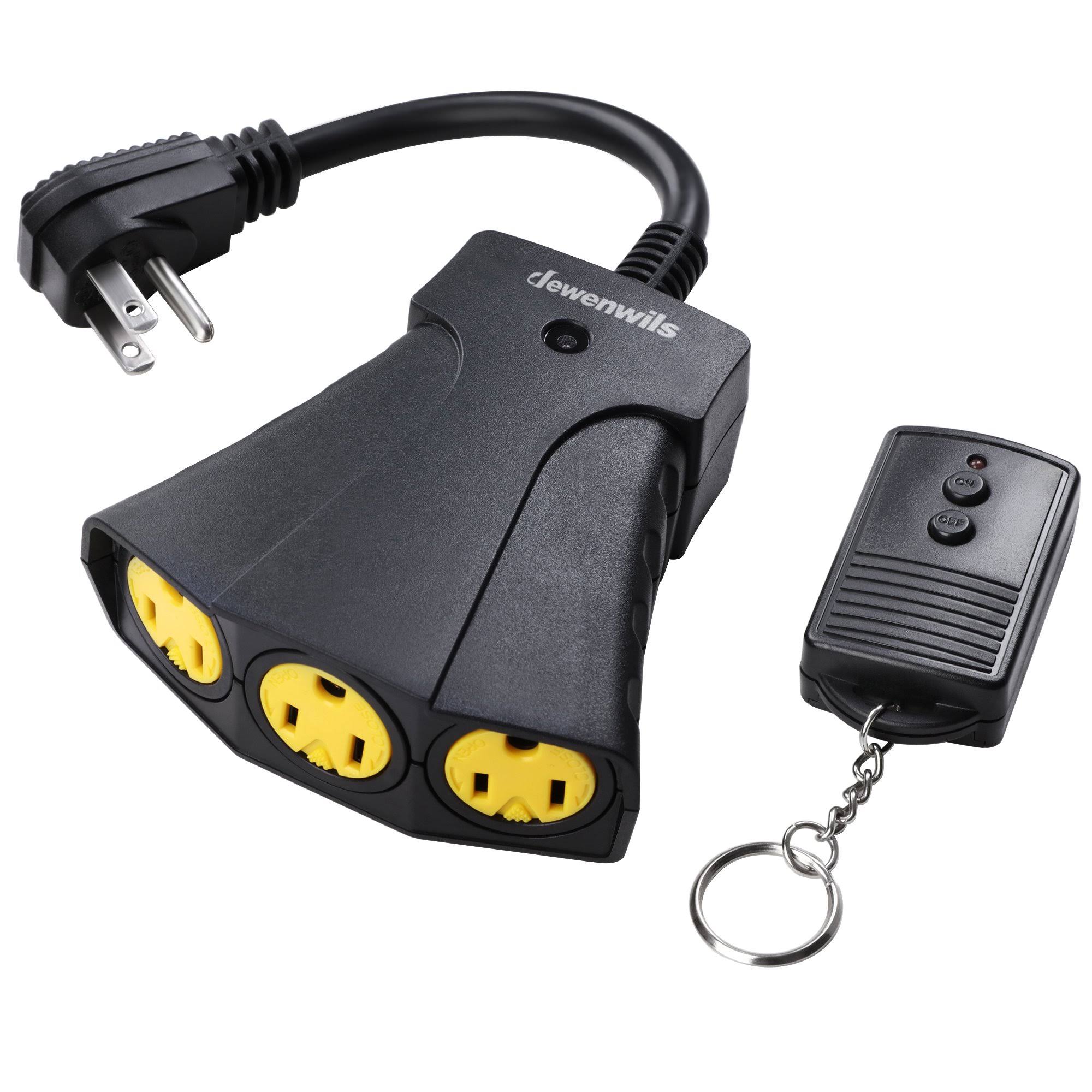 DEWENWILS Outdoor Wireless Remote Control Outlet Kit Weatherproof Electrical Plug in Remote Light Switch 3 Grounded Outlets 15