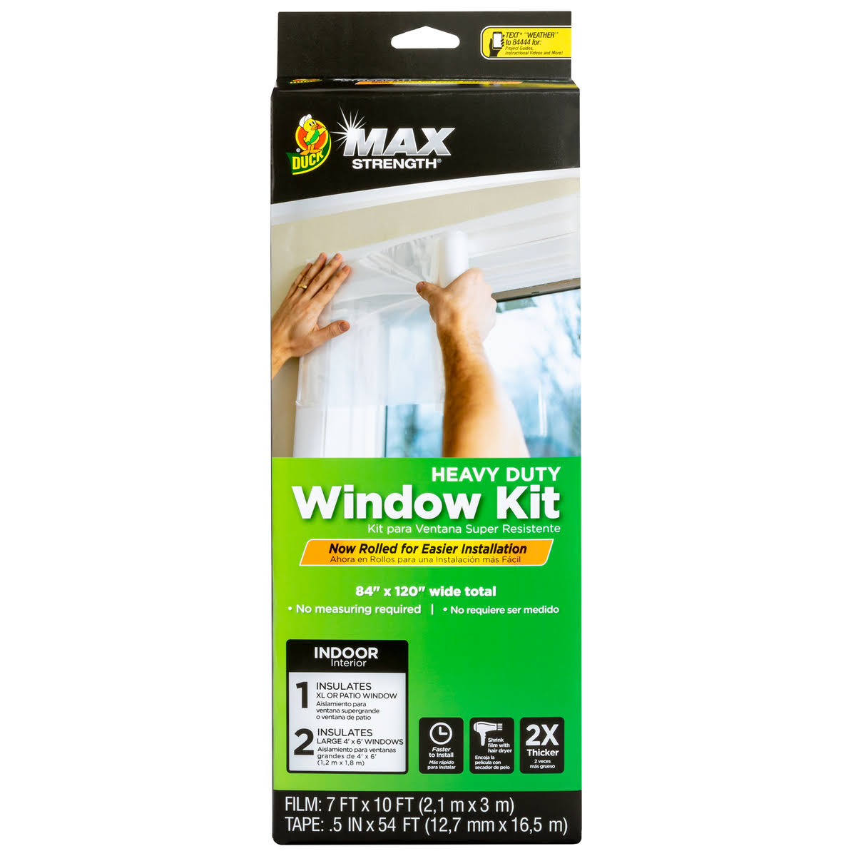 Duck Brand 84 inch x 120 inch Max Strength Rolled Window Kit, Fits Patio Doors or XL Windows, Clear