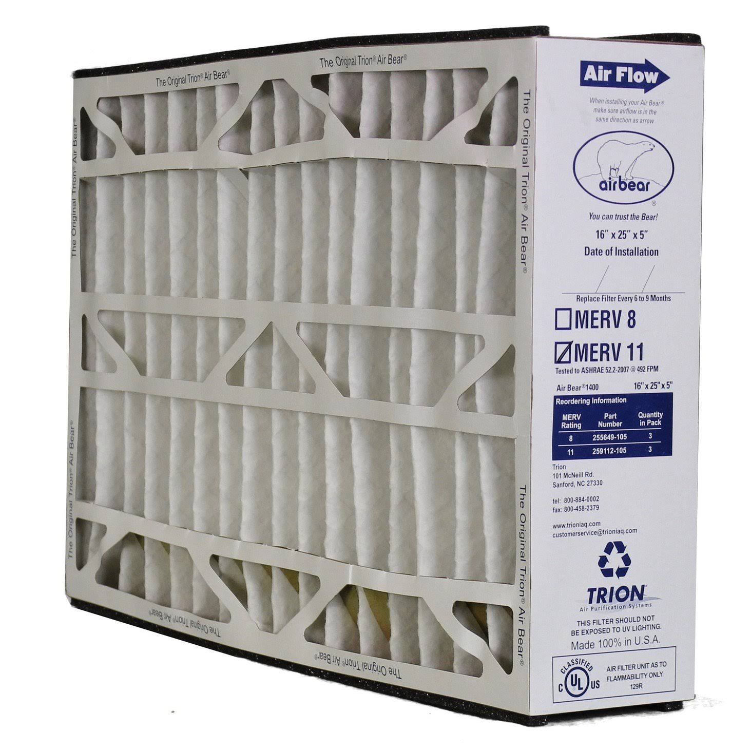259112-105 16x25x5 Trion Air Bear Supreme 1400 MERV 11 Media Filter