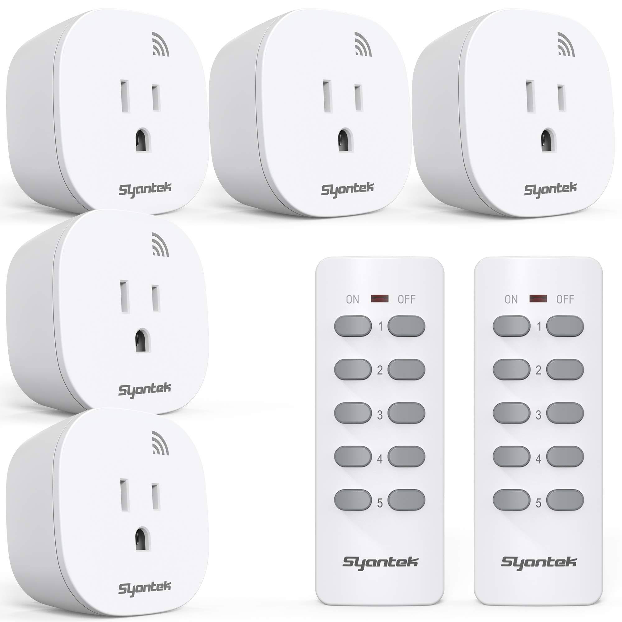 Syantek Remote Control Outlet Wireless Light Switch for Household Appliances, Expandable Remote Light Switch Kit, Up to 100 ft R
