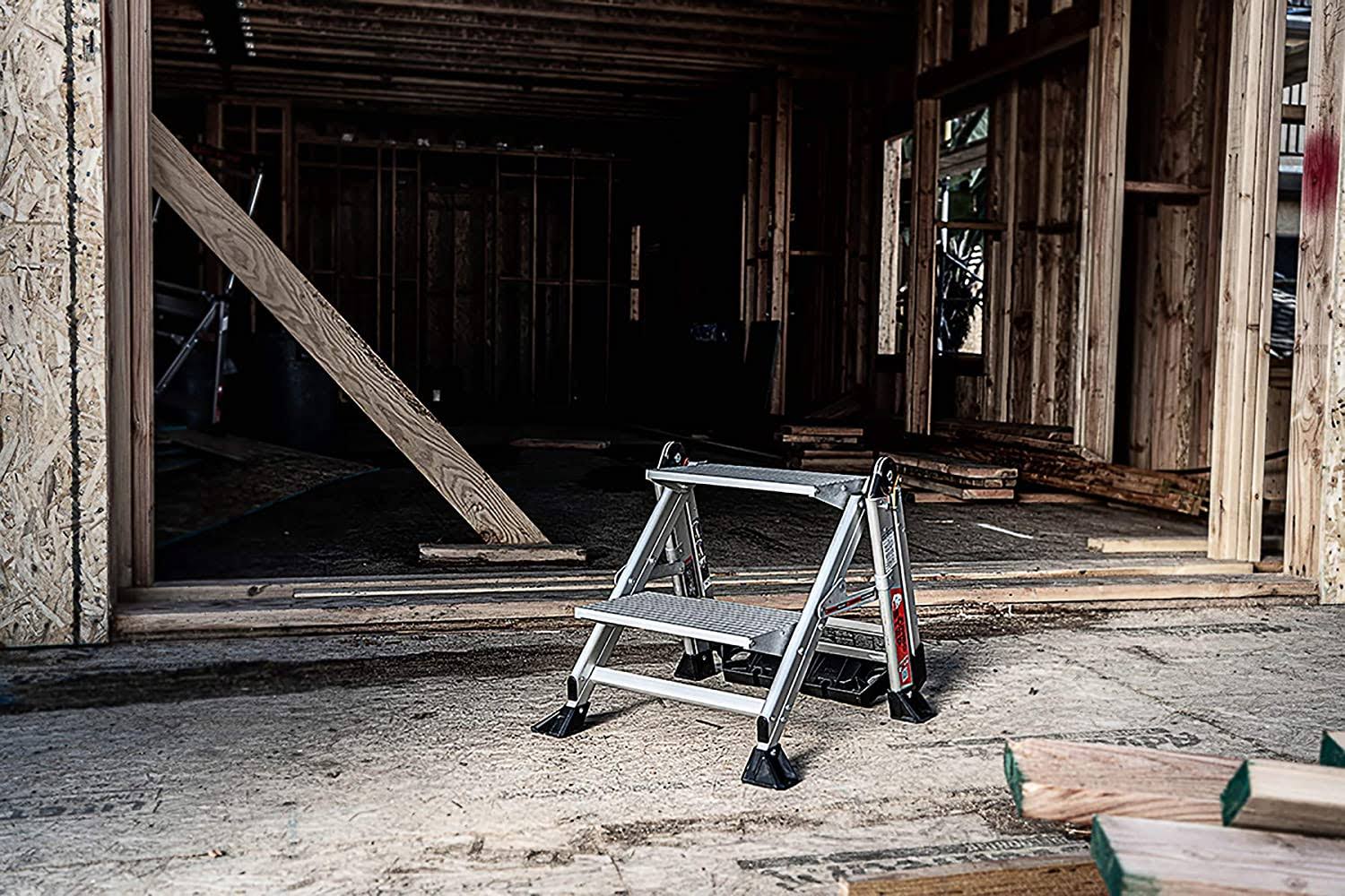 Little Giant Ladders, Jumbo Step, 2-Step, 2 Foot, Step Stool, Aluminum, Type 1AA, 375 lbs Weight Rating, (11902), Silver