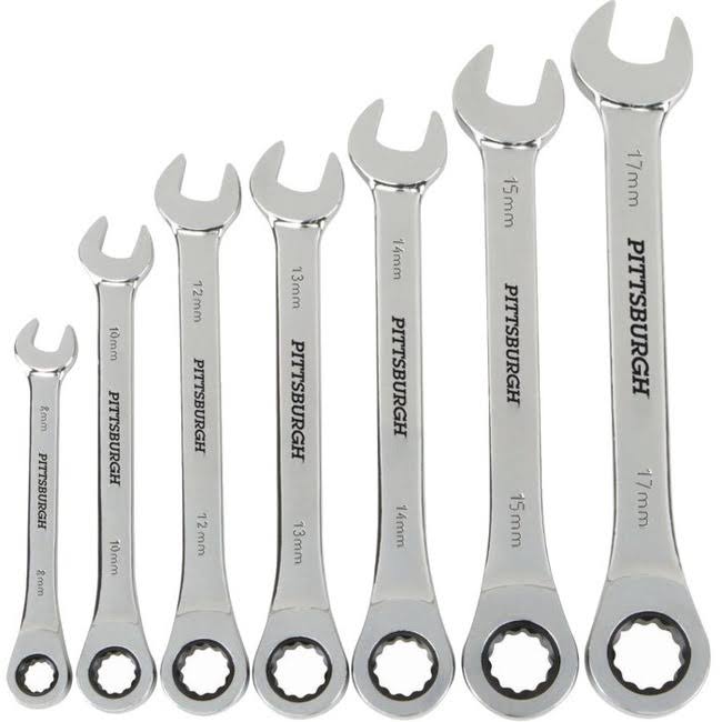 Pittsburgh Metric Ratcheting Combination Wrench Set, 7 Piece 95552