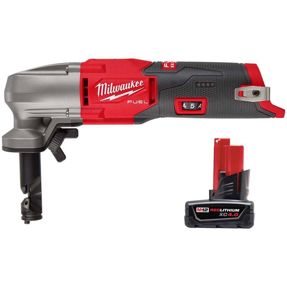 Milwaukee 2476-20-48-11-2440 M12 Fuel 12-Volt Lithium-Ion 16-Gauge Cordless Variable Speed Nibbler w/XC 4.0 Ah Battery Pack