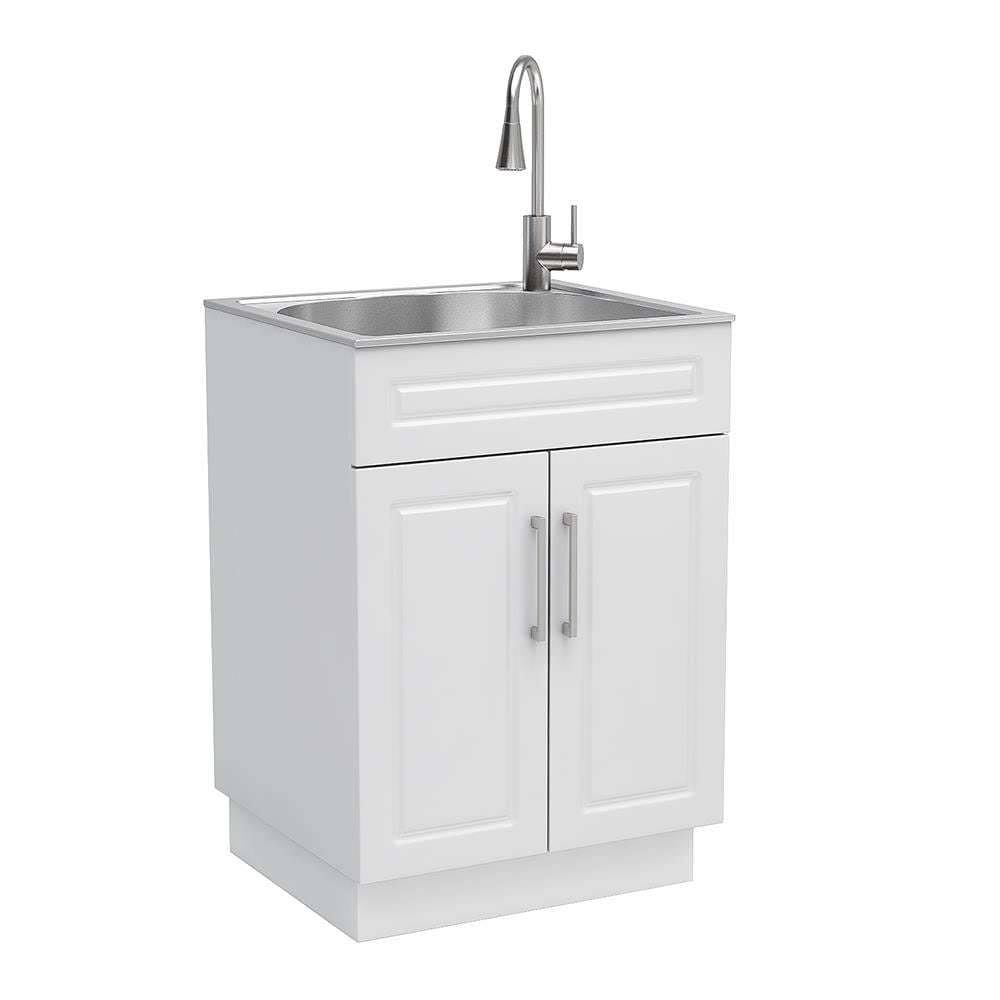 Style Selections 21.4-in x 24.1-in 1-Basin White Freestanding Utility Tub with Faucet 261347