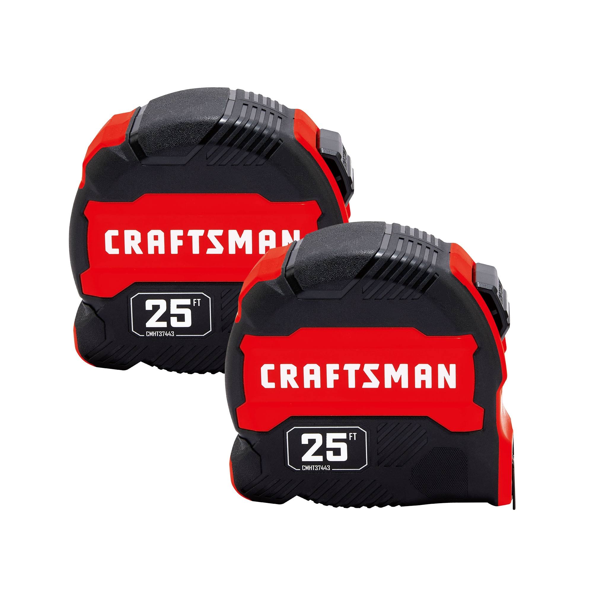 Craftsman Compact Easy Grip 2-Pack 25-ft Tape Measure Rubber | CMHT95625NRBT