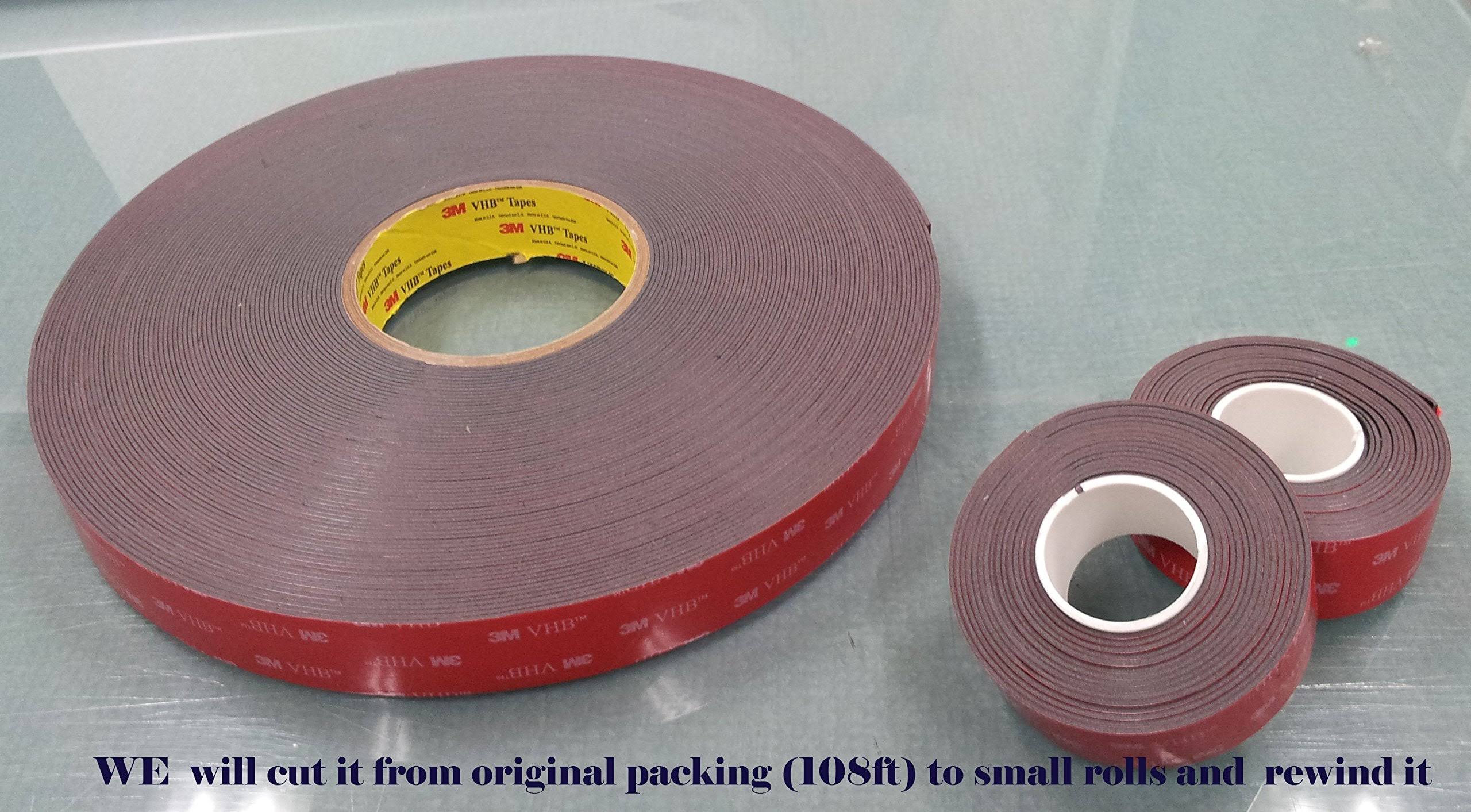 Genuine 3M 1/2 inch (12mm) x 15 ft VHB Double Sided Foam Adhesive Tape 5952 Grey Automotive GoPro Mounting Very High Bond Strong Industrial Grade,