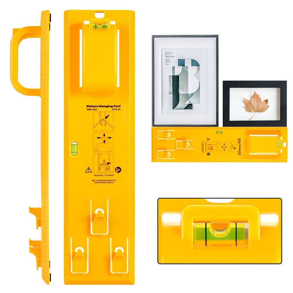 Cinsey Picture Hanging Tool with Level Easy Frame Picture Hanger Wall Hanging Kit (Yellow)