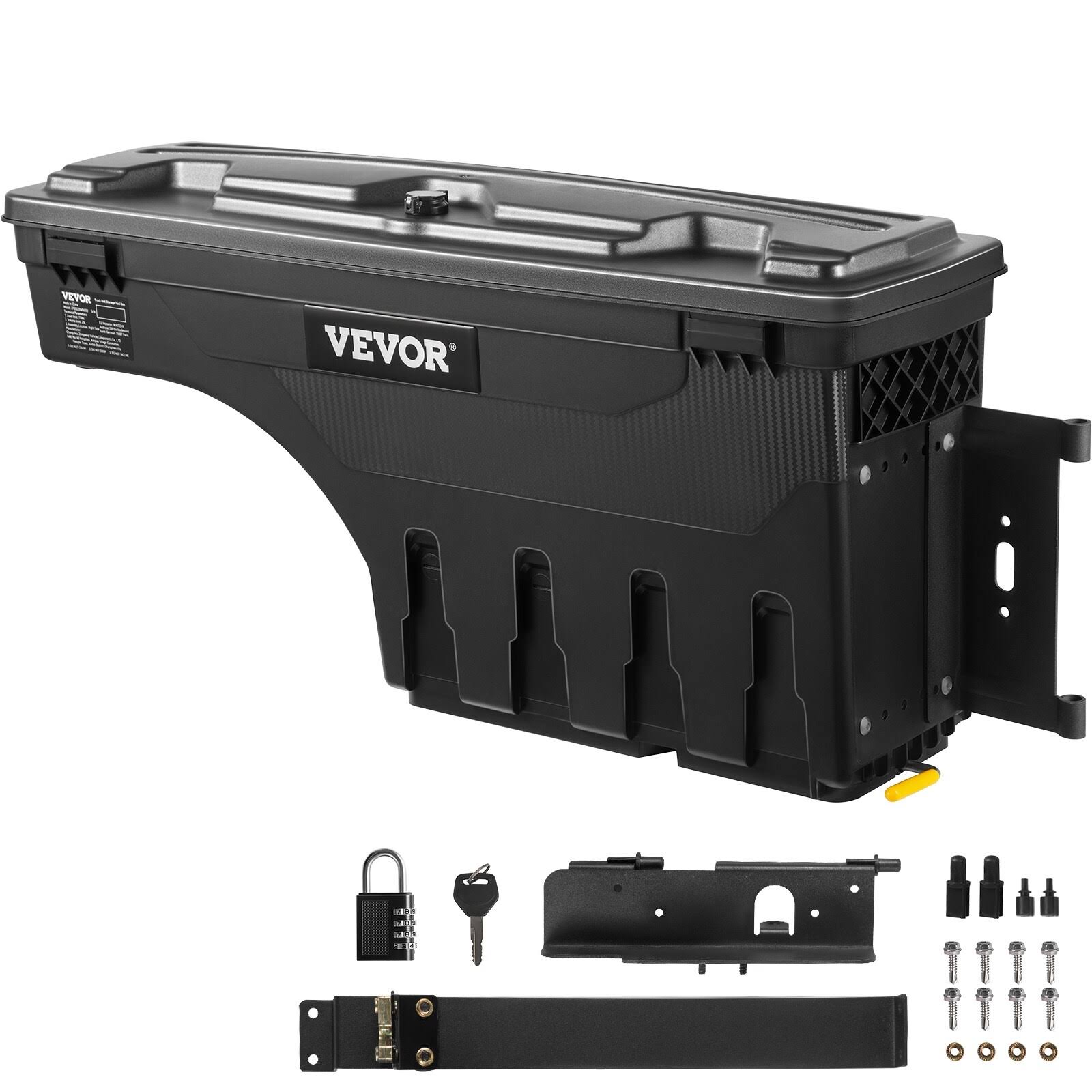 VEVOR Truck Bed Storage Box, Lockable Lid, Waterproof ABS Wheel Well Tool Box 6.6 Gal/20 L with Password Padlock, Compatible with Tundra 2007-2021, PA