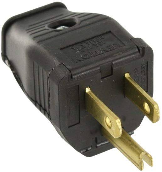 Leviton 3W101-E 2-Pole 3-Wire Grounding Plug, Black
