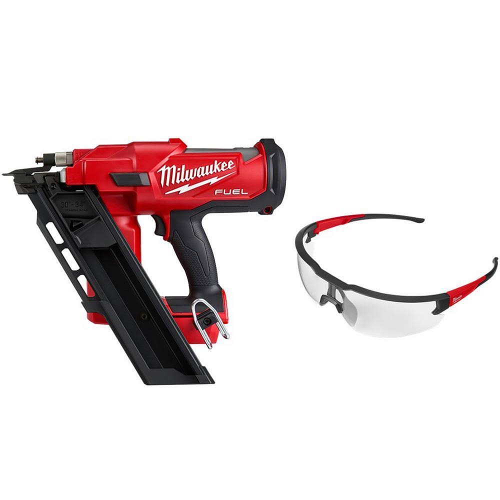 Milwaukee 2745-20-48-73-2010 M18 Fuel 3-1/2 in. 18-Volt 30-Degree Brushless Cordless Framing Nailer with Clear Anti Scratch Safety Glasses
