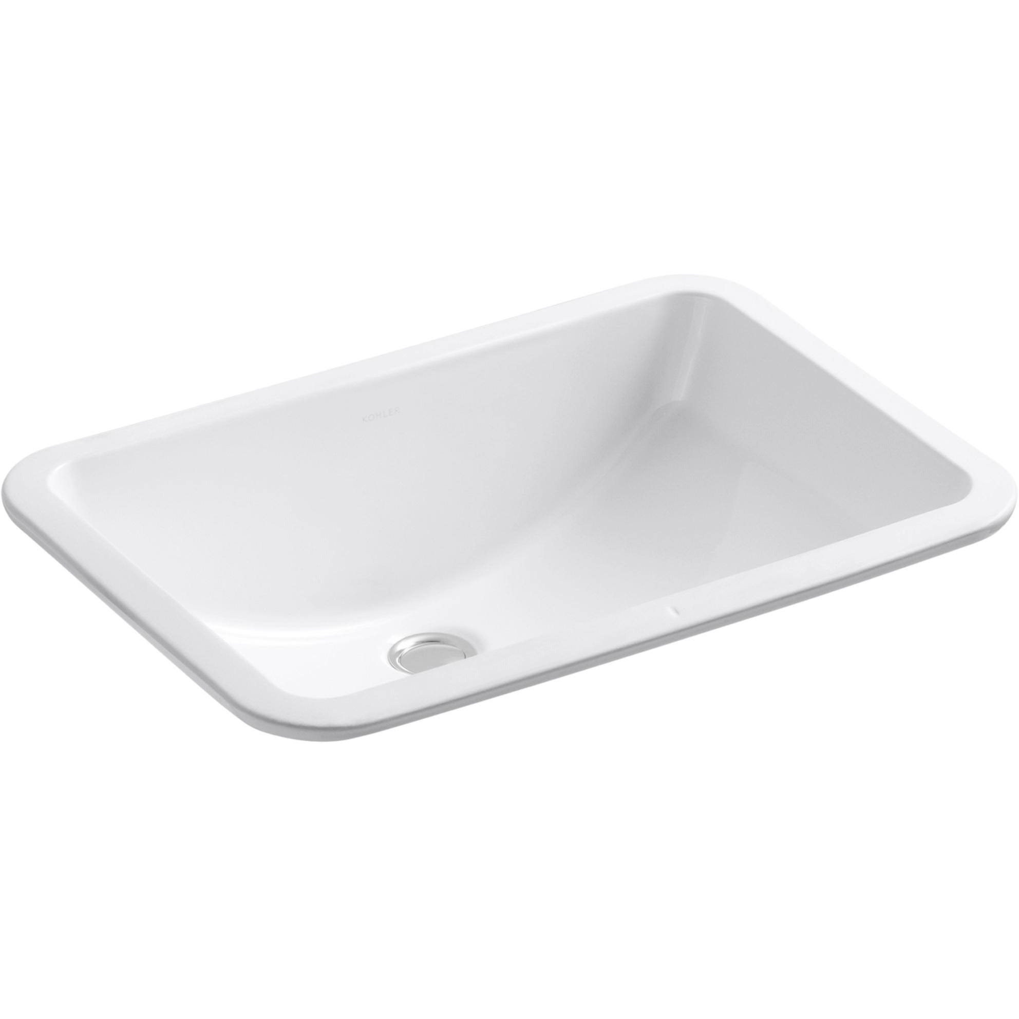 Kohler K-2214-G-0 White Ladena Undermount Bathroom Sink with Glazed Underside