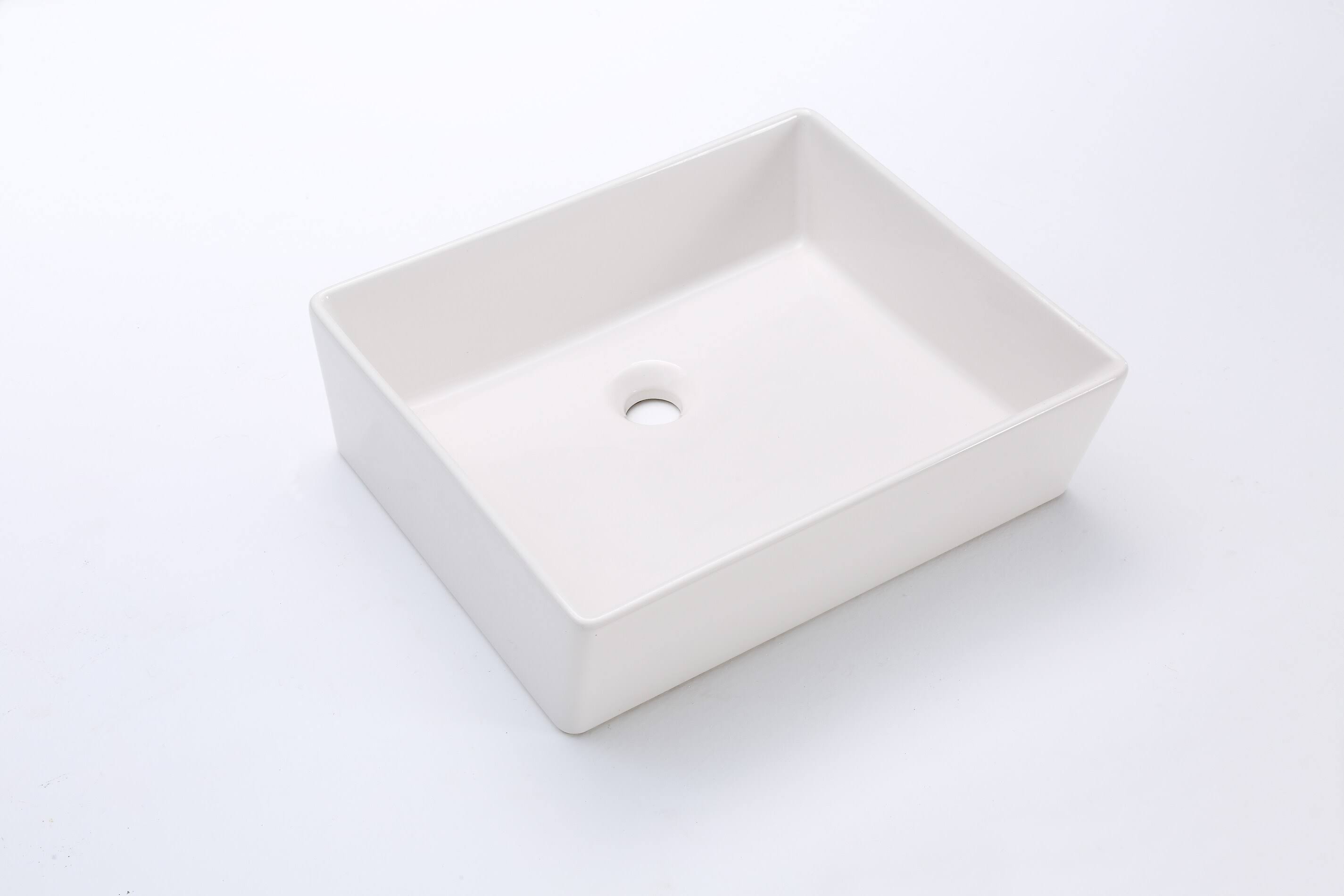Allen + Roth White Vessel Rectangular Bathroom Sink (18-in x 15.75-in)