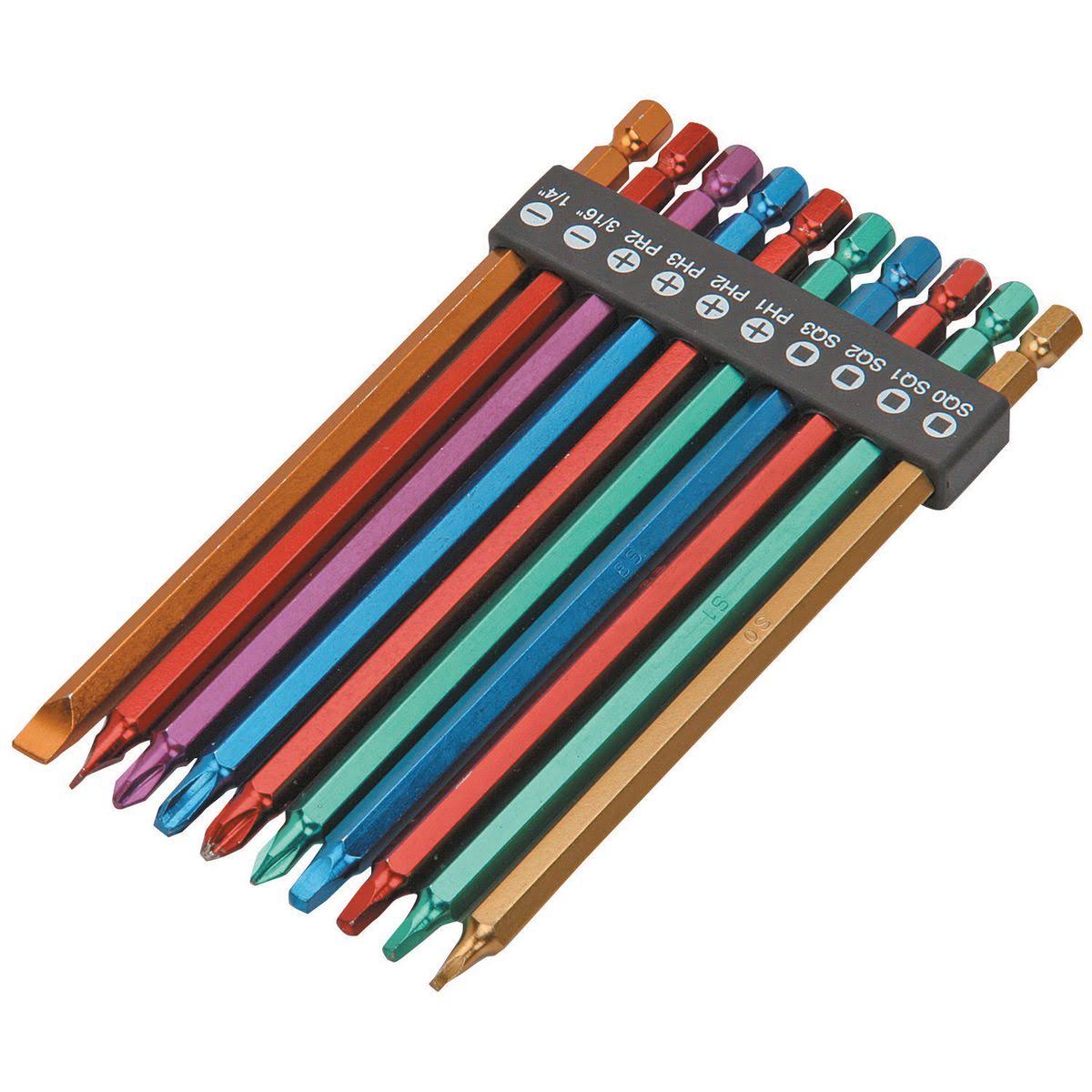 Warrior 6 in. Color Coded Power Bit Set, 10 Piece 68474