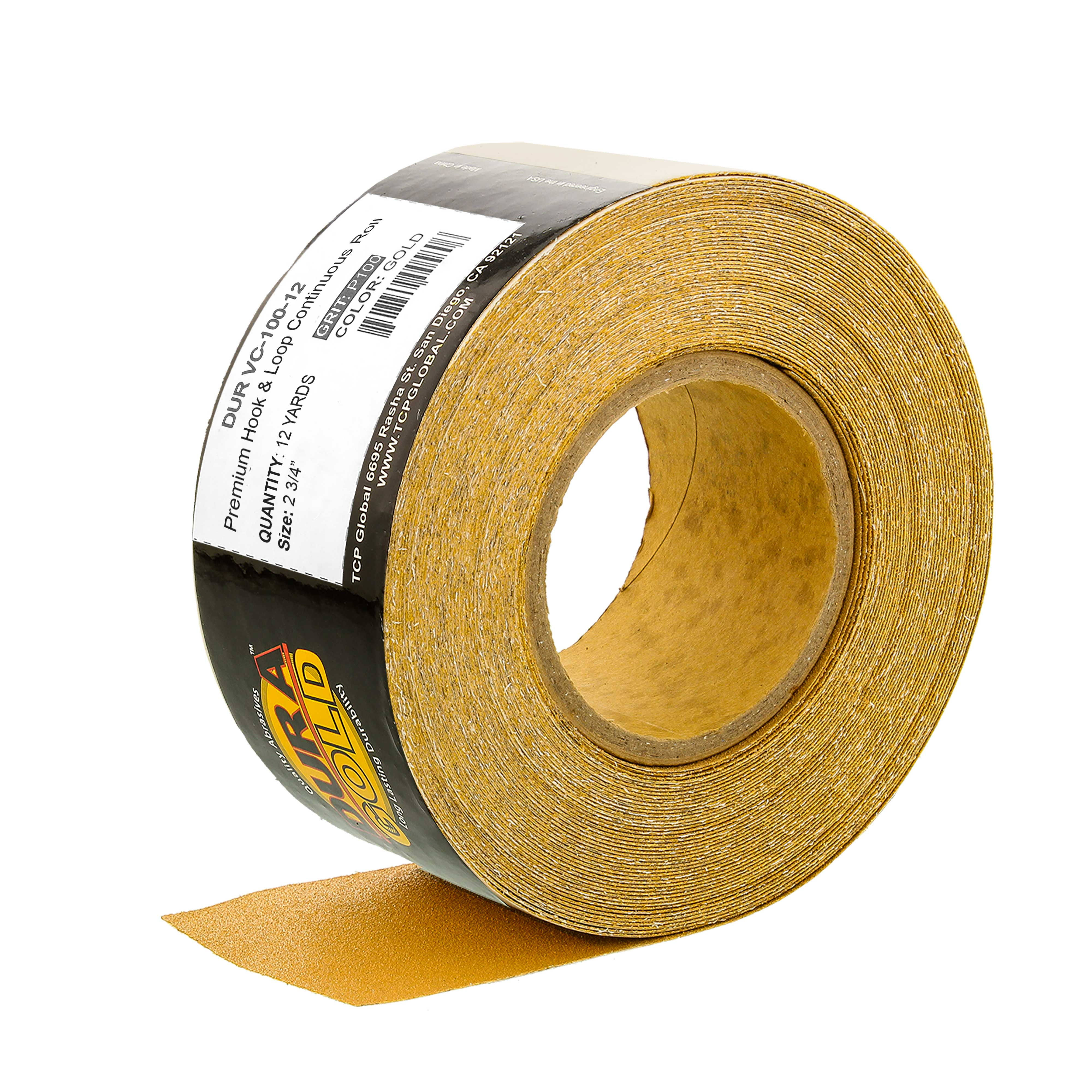 Dura-Gold Premium- 80 Grit Gold- Hook & Loop Backing Longboard Continuous Sandpaper Roll, 2-3/4
