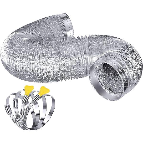 Steelsoft Heavy Duty Dryer Vent Duct Hose 4 inch 8 Feet,Extra Thick Aluminum Foil Flexible Ducting Kit with Collars,Easy Installation