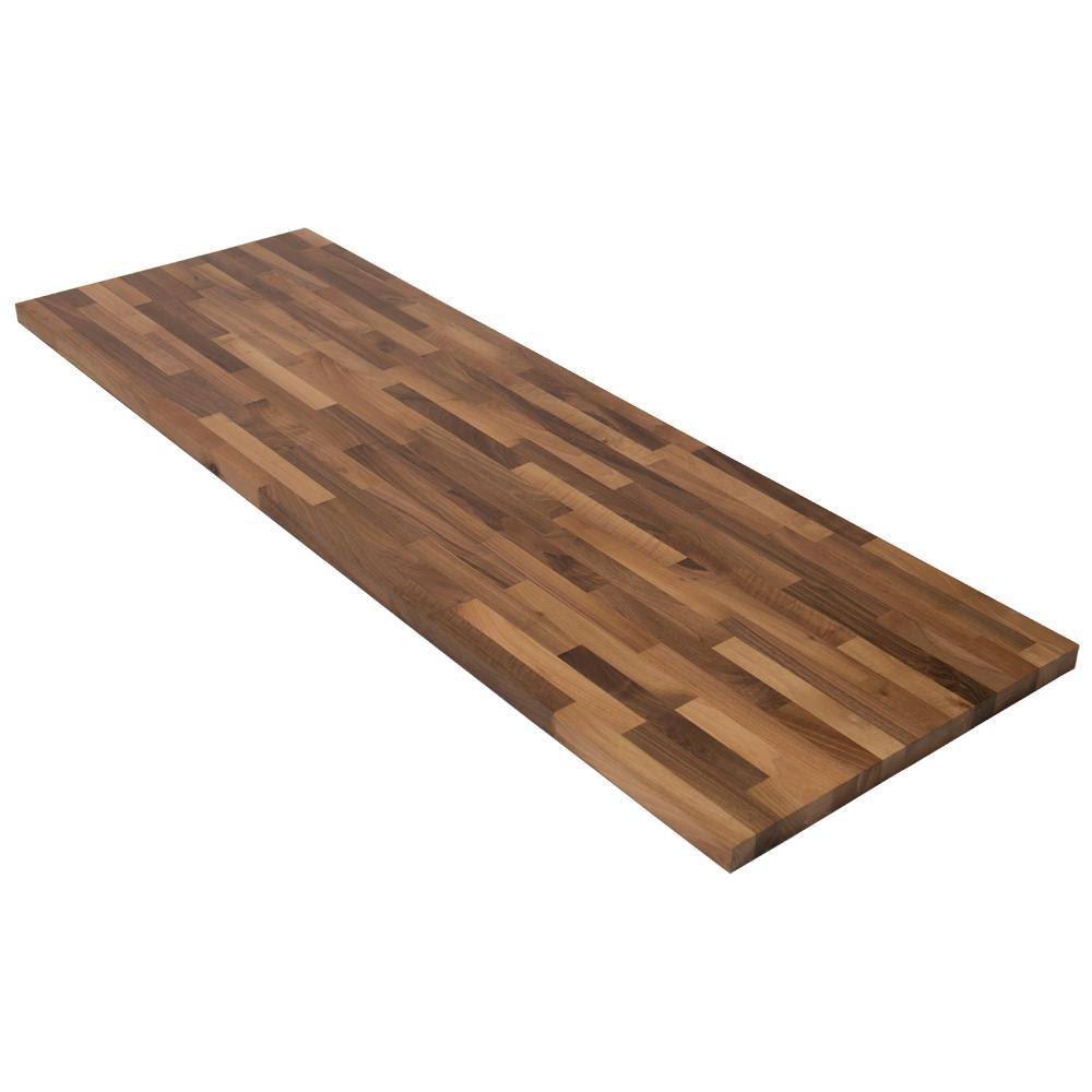 10 ft. L x 25 in. D Unfinished Walnut Solid Wood Butcher Block Counter