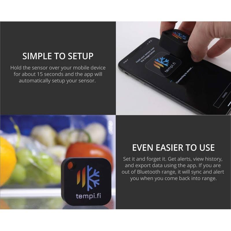Tempifi Mini Wireless Temperature and Humidity Sensor- Developed in The USA- 247 Data Logger with Alarm- Bluetooth Smart Ther