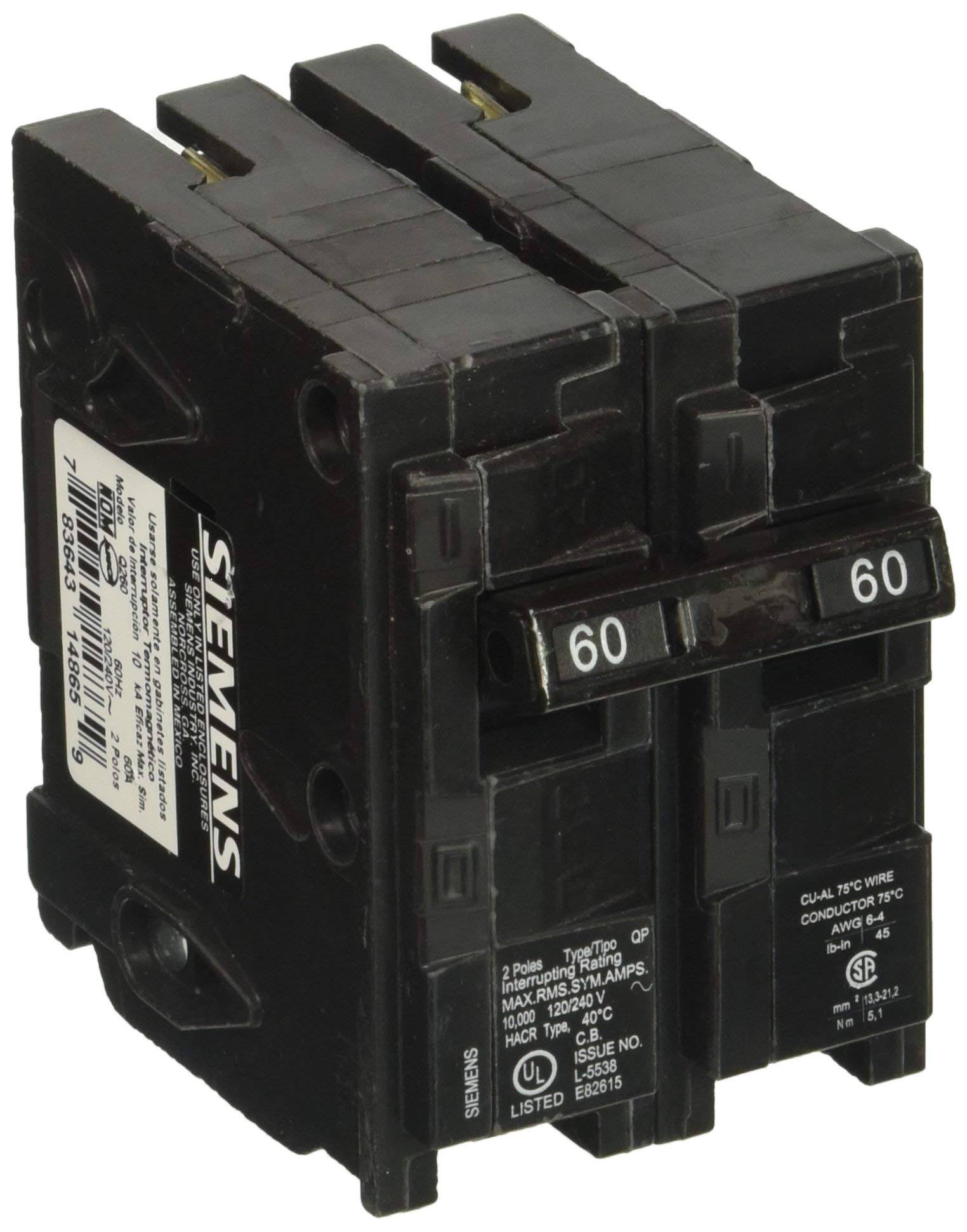 Siemens Q260 Circuit Breaker, 2-Pole 60-Amp