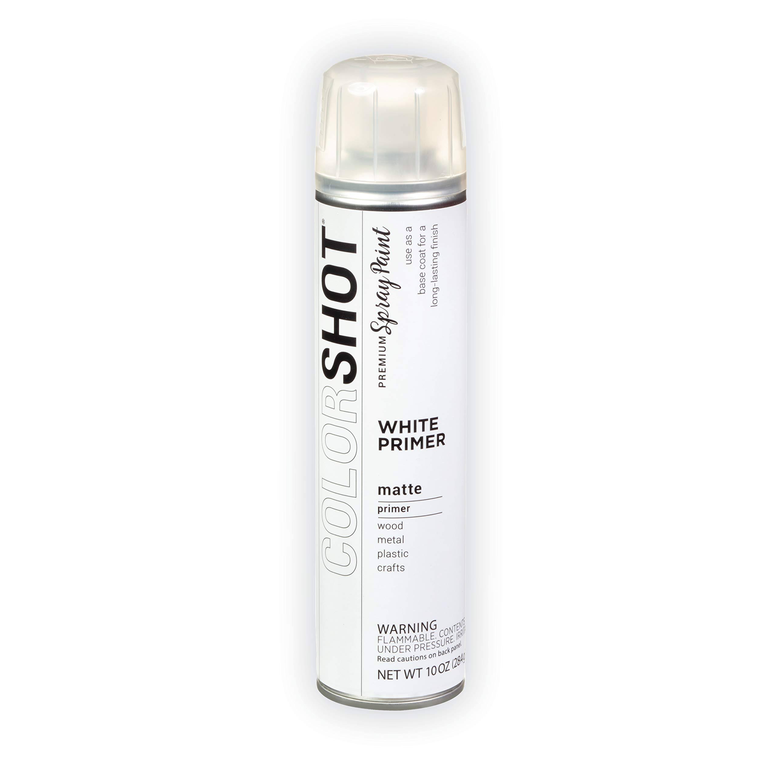 Colorshot Aerosol Spray Paint Primer- Matte White- 10 oz
