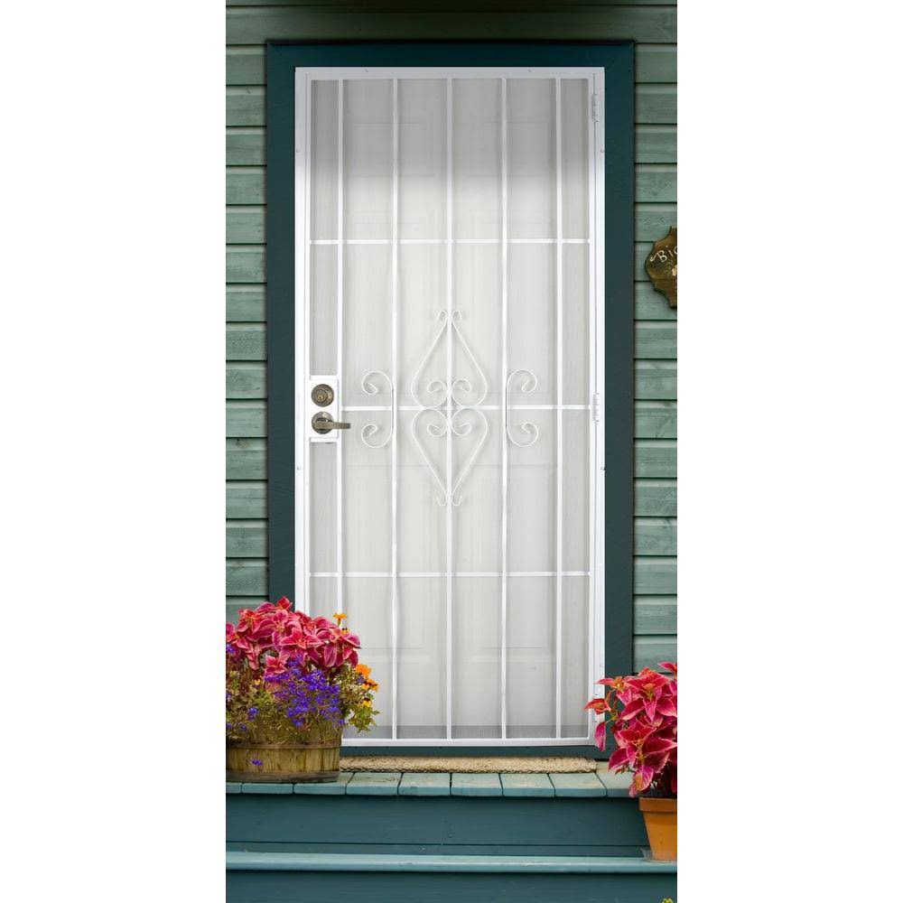 Titan 36 in. x 80 in. Su Casa White Surface Mount Outswing Steel Security Door with Expanded Metal Screen 5SH202WHITE36