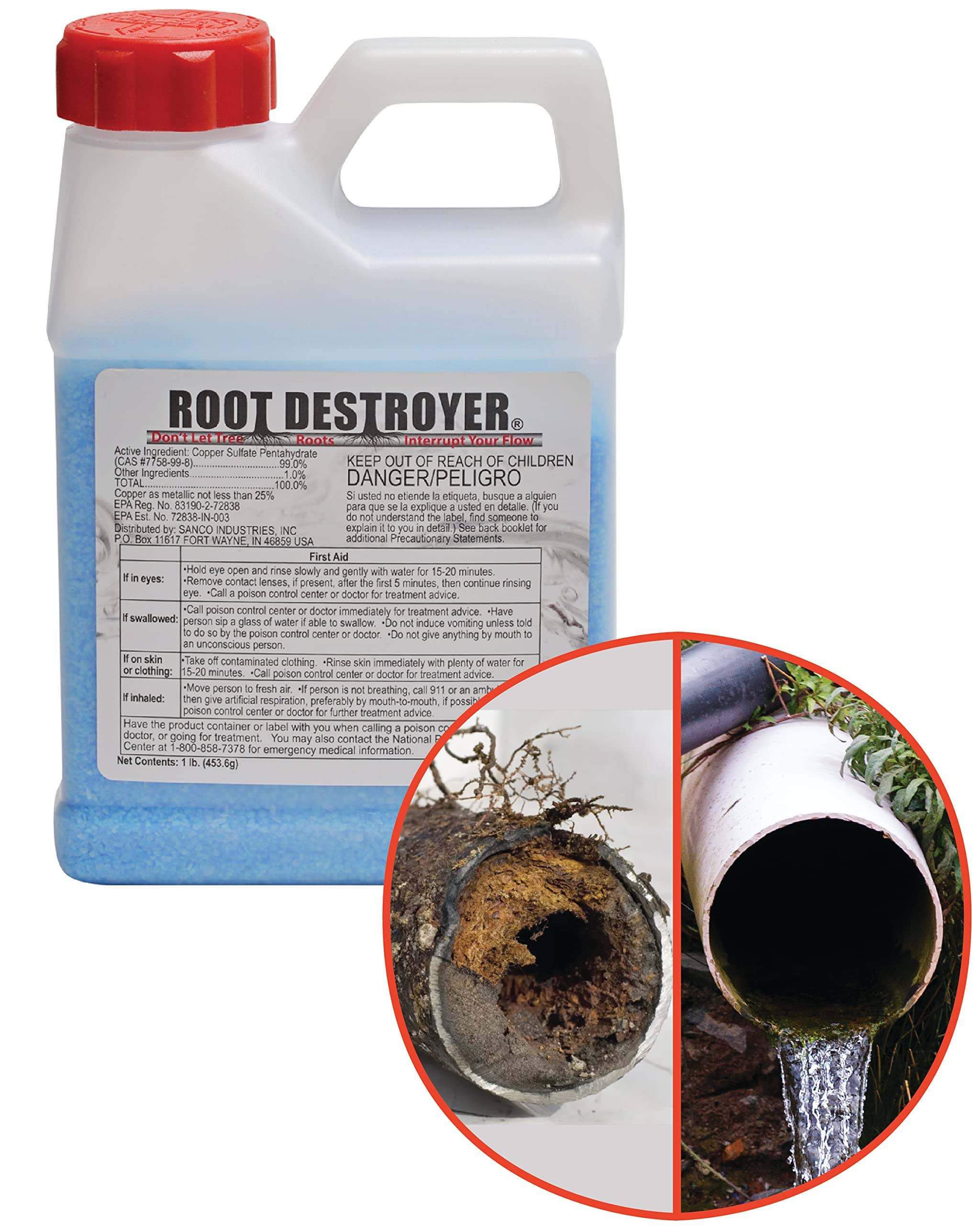 Root Destroyer �C 1lb- Root Killer for Sewer & Septic Systems- Stops New Growth & Clears Pipes �C Safe for All Plumbing