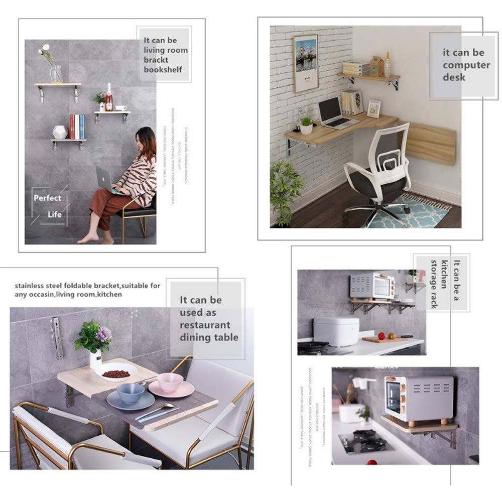 ANDICEQY 2pcs Folding Wall Mounted Shelf Bracket 12 inch, Super Load Heavy Duty Stainless Steel Collapsible Shelf Brackets for Table, Space Saving DIY Bracket