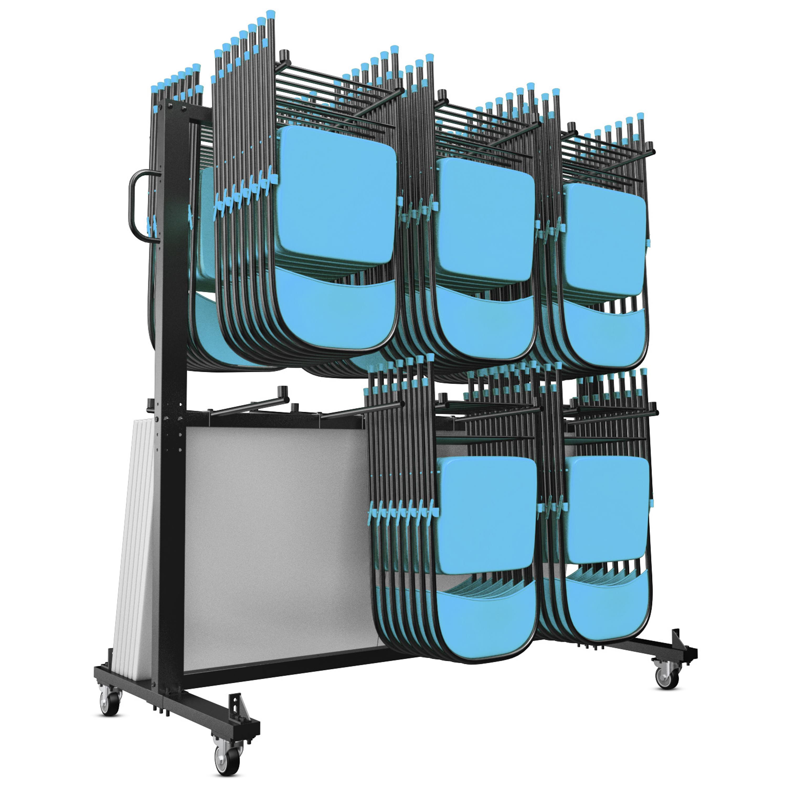 Flash Furniture QIN-SHD245425-GG Hawkins Heavy Duty Folding Table & Chairs Mobile Cart-Locking Wheels- Outdoor Cover, 84 Folding Chairs or