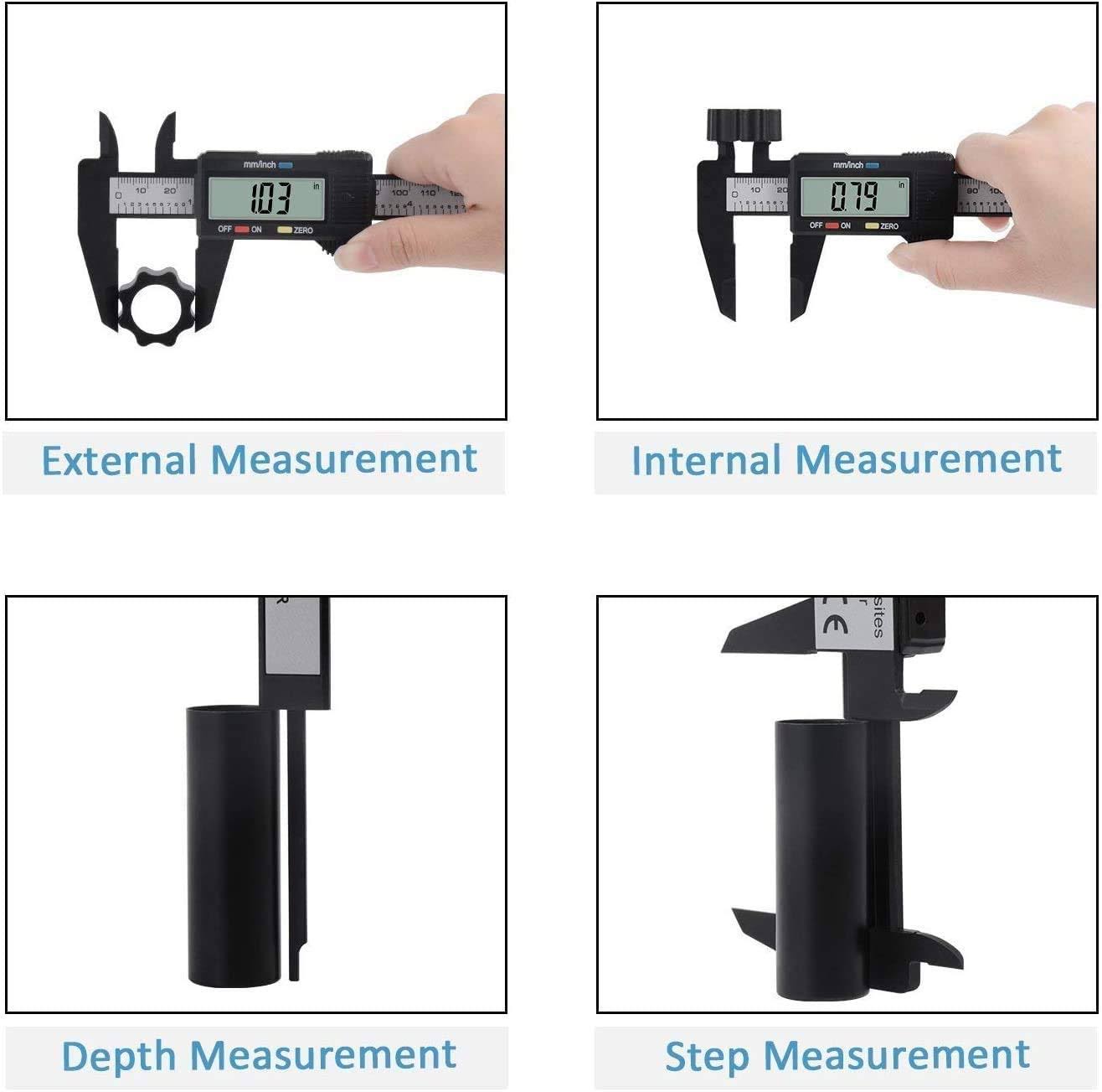 150mm 6inch LCD Digital Electronic Carbon Fiber Vernier Caliper Gauge Micrometer Measuring Tool