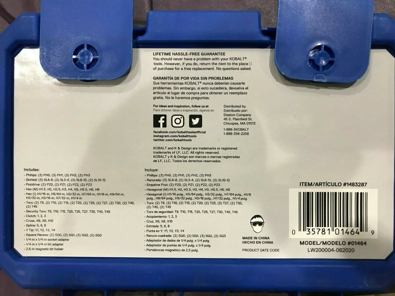 Kobalt- 101464- 100-Piece 1-in Steel Hex Shank Screwdriver Bit Set