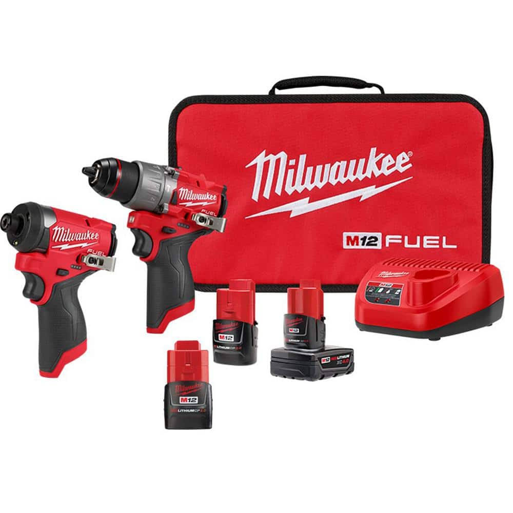 Milwaukee M12 Fuel 12-Volt Lithium-Ion Brushless Cordless Hammer Drill/Impact Driver Combo Kit Plus 2.0 Ah Battery