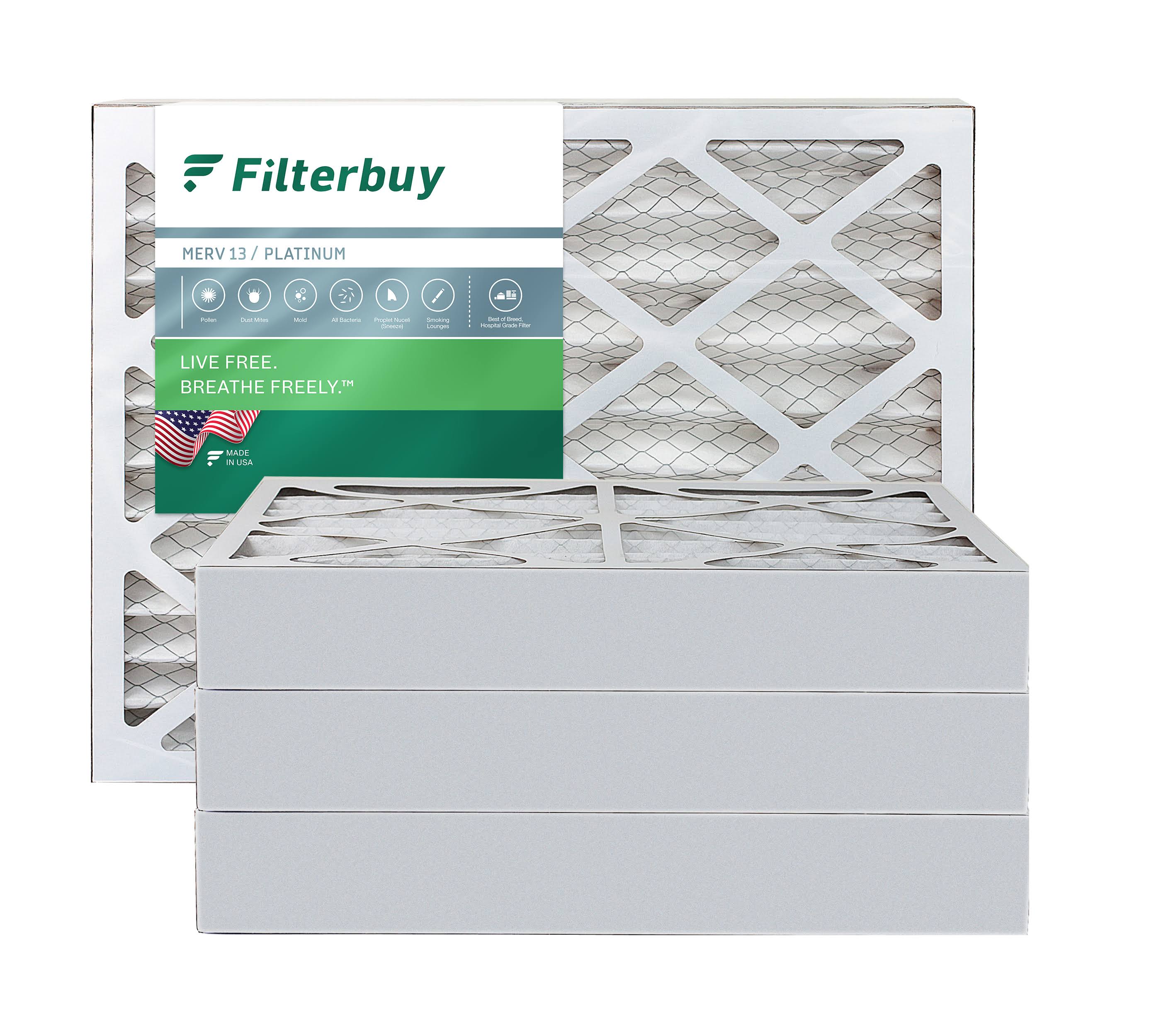 AFB Platinum MERV 13 16x25x4 Pleated AC Furnace Air Filter, Pack of 4