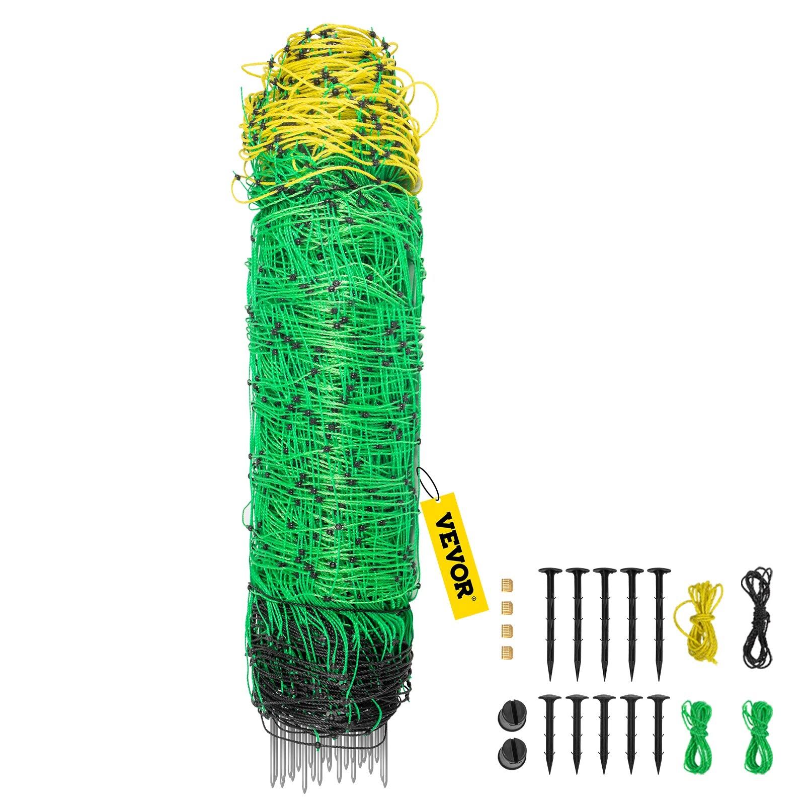 VEVOR Electric Fence Netting 35.4 in. H x 164 ft. L PE Net Fencing with 14 Posts Utility Portable Mesh for Farms, Green