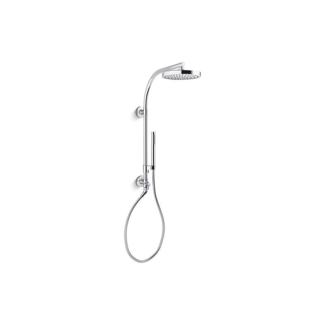 Kohler K-76474-Y-CP Polished Chrome HydroRail-R Shower Column Kit with Awaken Rainhead and Shift+ Handshower, 2.5 GPM