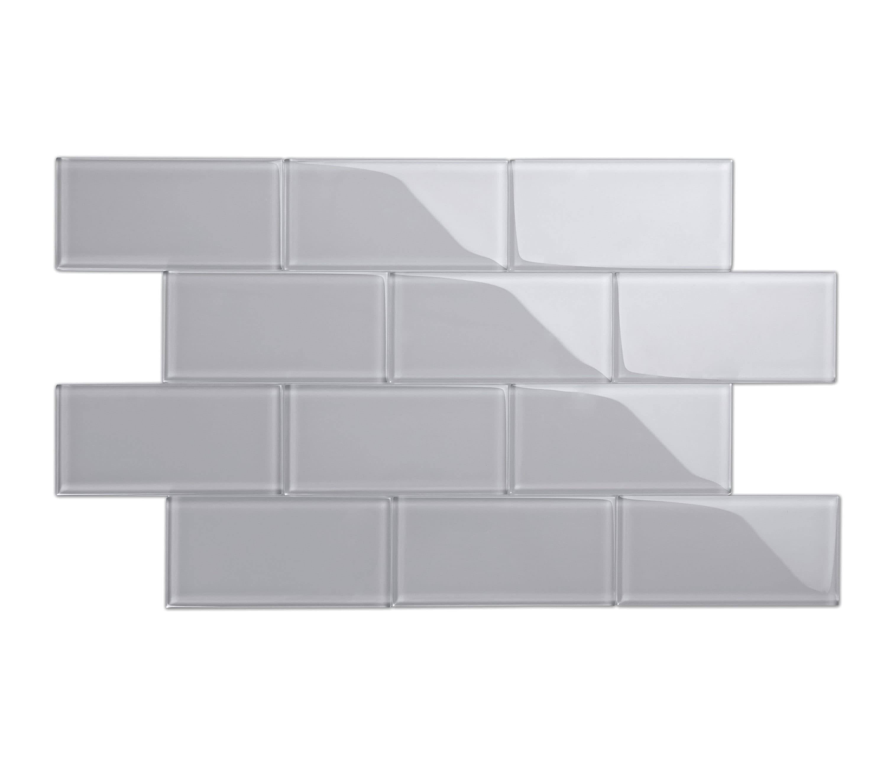 Giorbello Lavender Gray 3 in. x 6 in. x 8mm Glass Subway Wall Tile (5 Sq. ft./Case)
