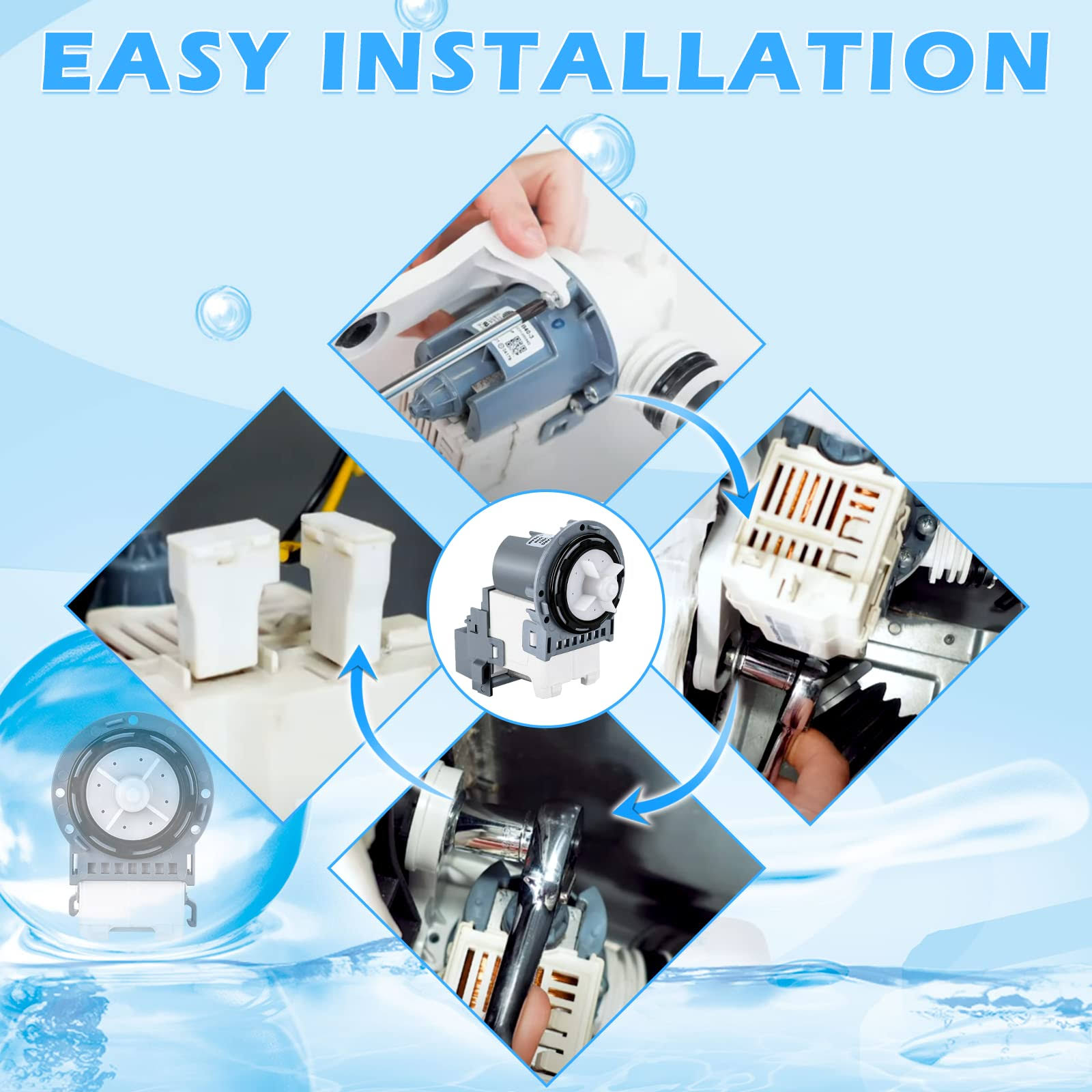 TOMOON New Washer Drain Pump DC31-00054D PX3516-01 DC31-00187A for Samsung Washing Machine Models in The WA4, WA5, WF2, WF3, WF4, and WF5 Series