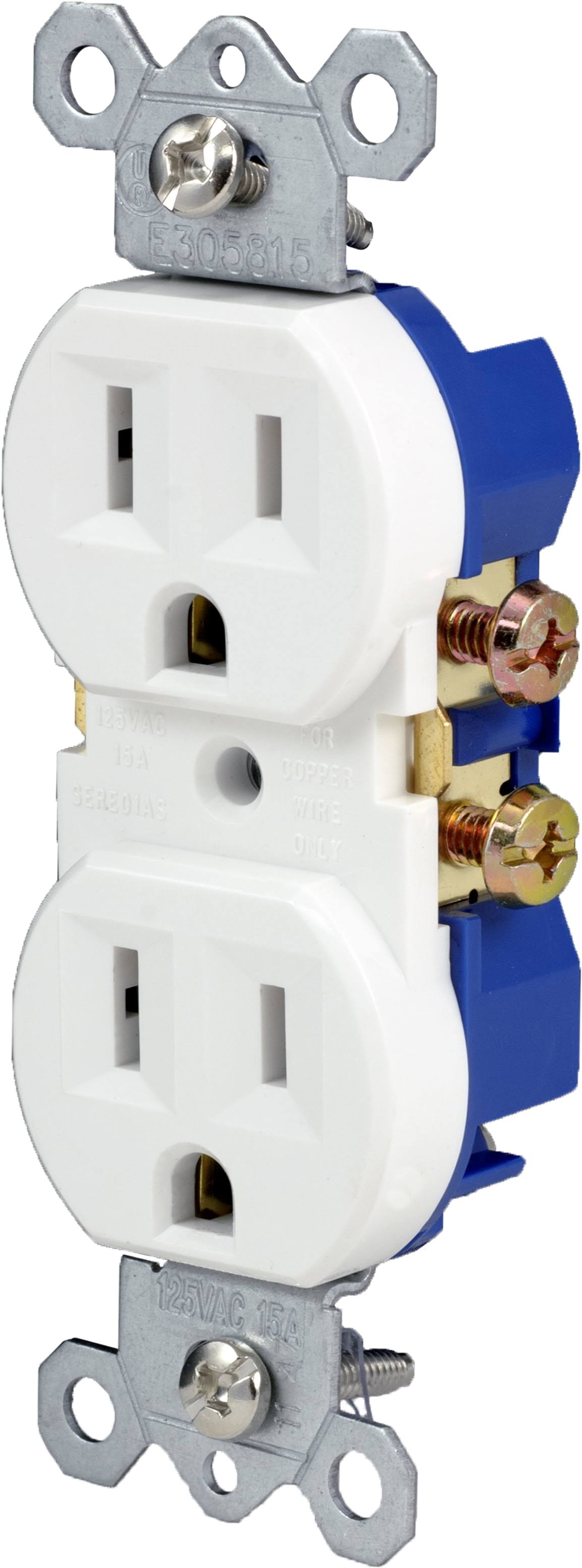 Hyper Tough Grounding Duplex Electrical Outlet- White