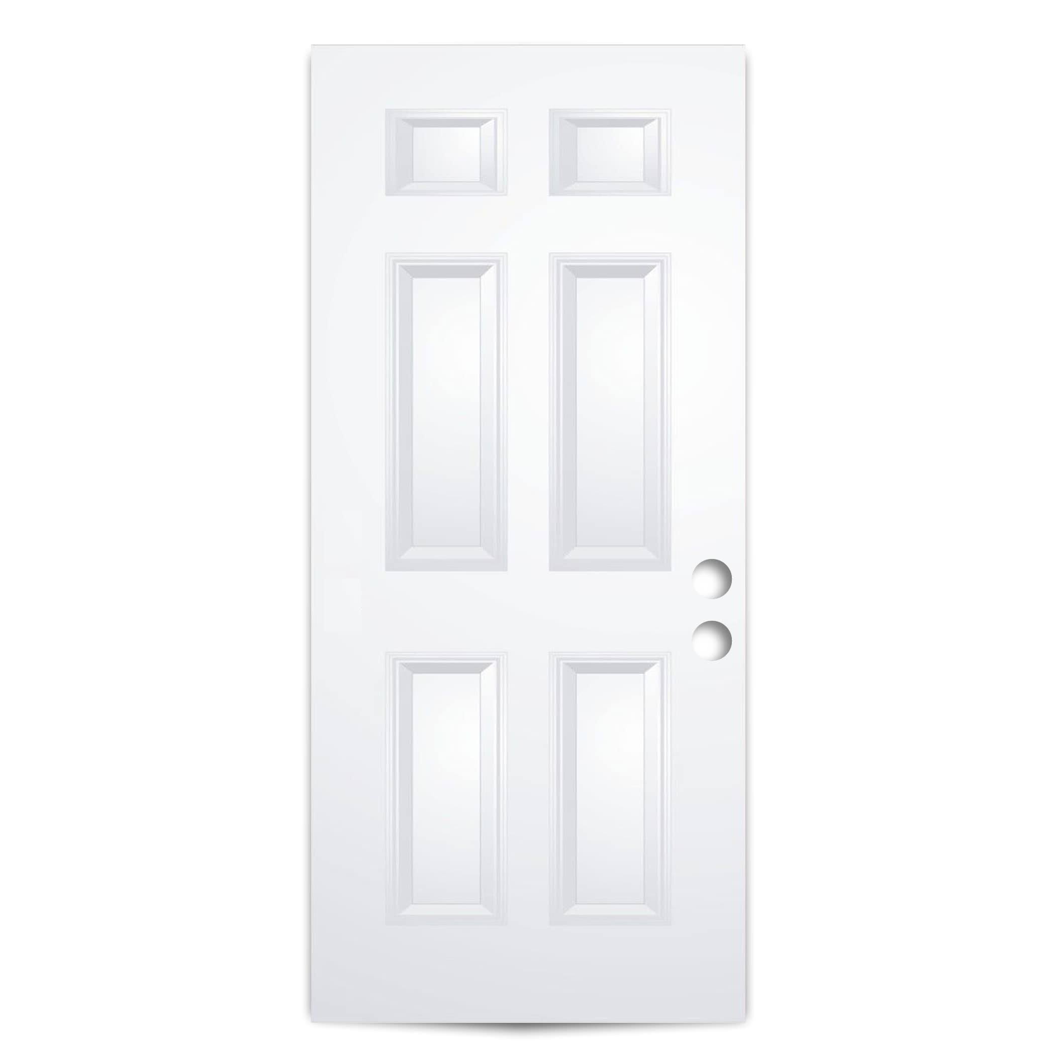 ReliaBilt 36-in x 80-in Steel Universal Reversible Primed Single Front Door Insulating Core in Off-White | LO355923