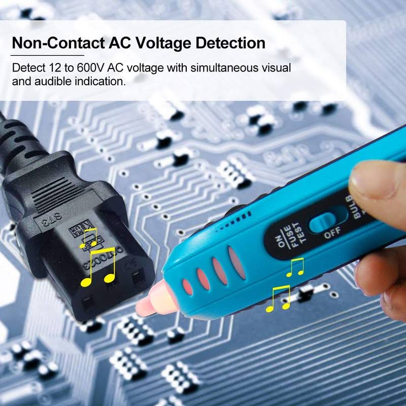 ALLOSUN Christmas Light Tester and Repair Non Contact AC Voltage Tester 12-600V Light Bulb Removal Tool Fuse Bulb Tester,Blue