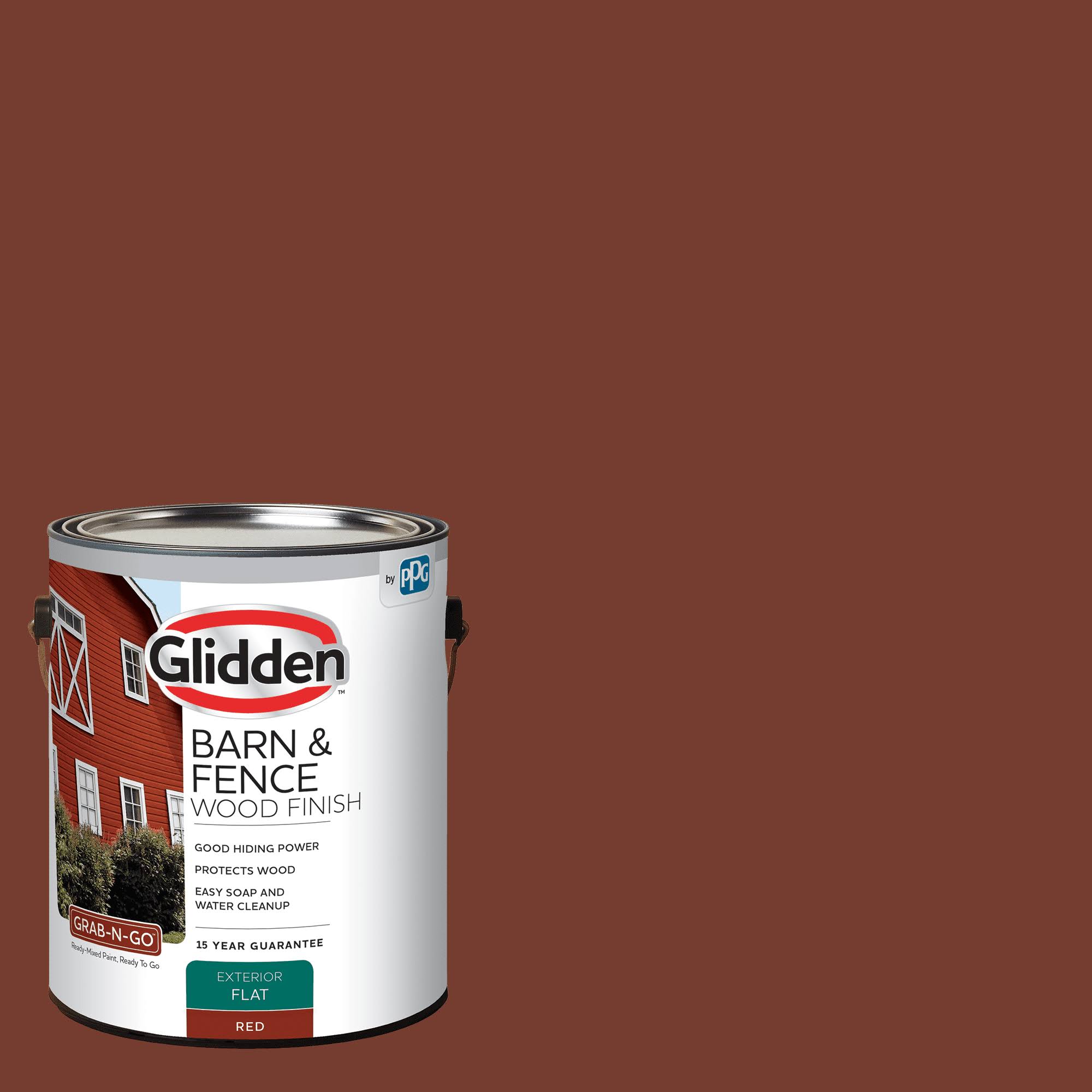 Glidden Grab-N-Go Barn & Fence Exterior Paint, Red, 1 Gallon, Flat