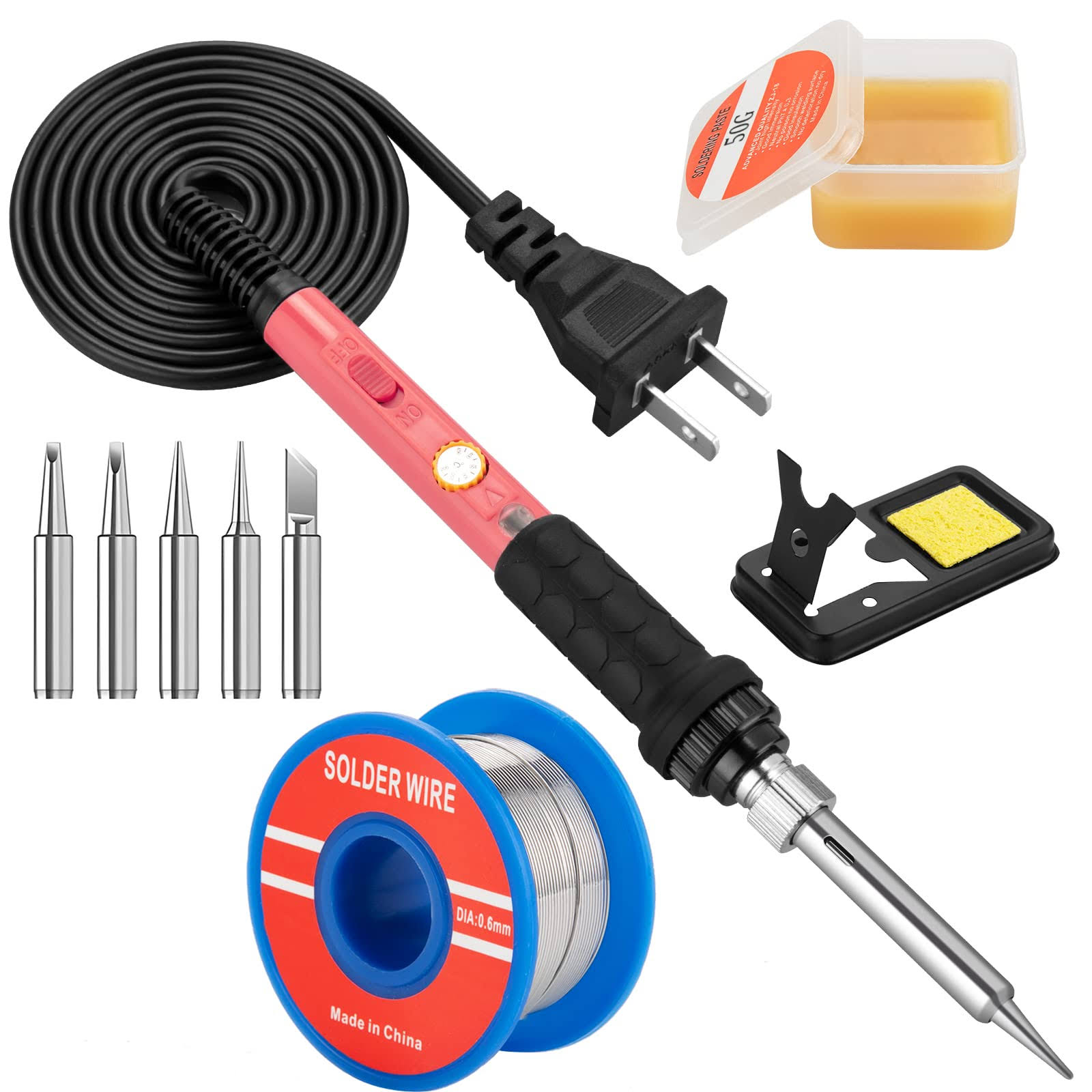 Soldering Iron Kit, 60W Soldering Iron with Interchangeable Iron Tips, 10-in-1 Adjustable Temperature Soldering Welding Iron Kit for Any Hobby
